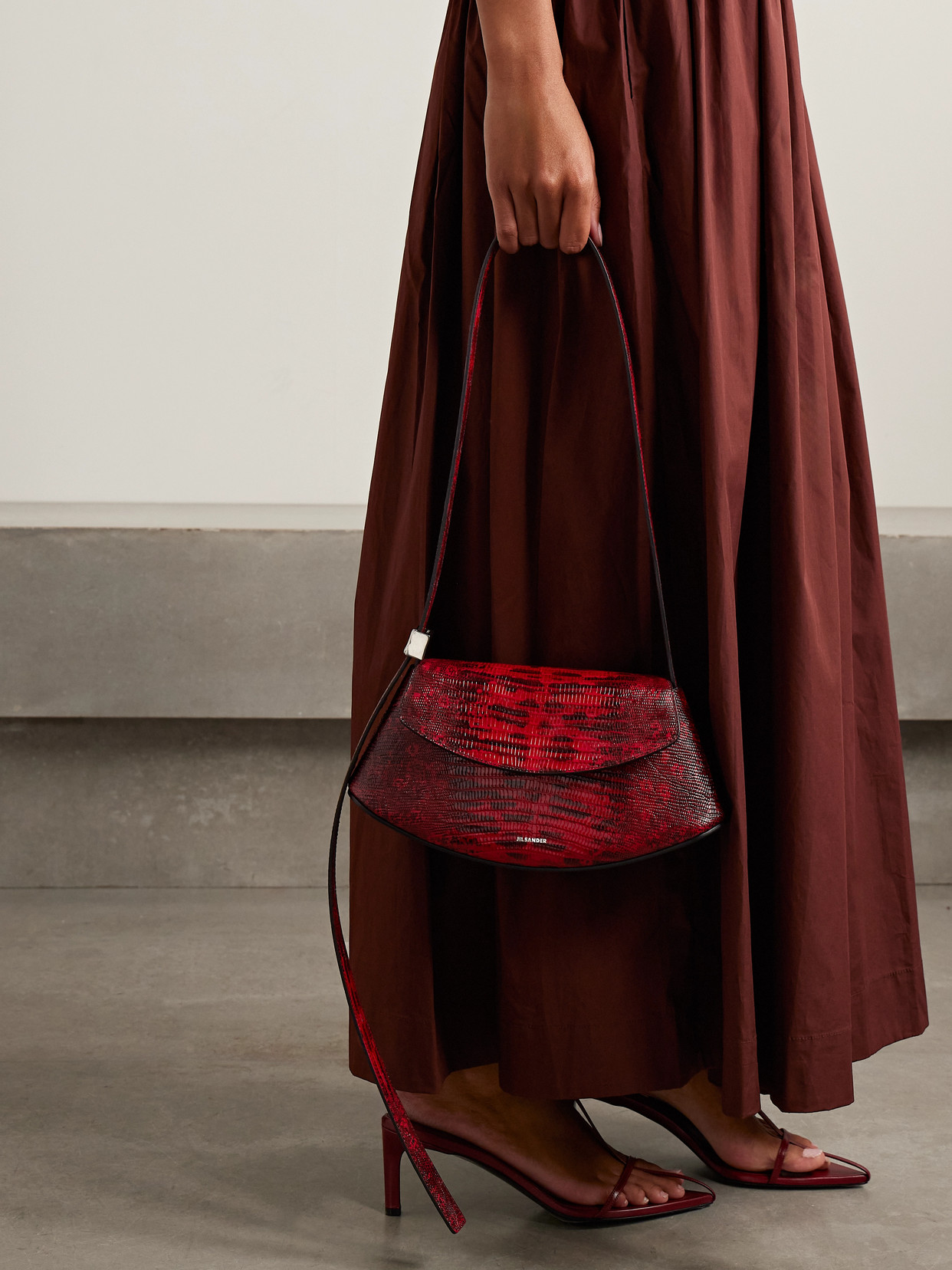 Jil Sander Small Leather Shoulder Bag In Red