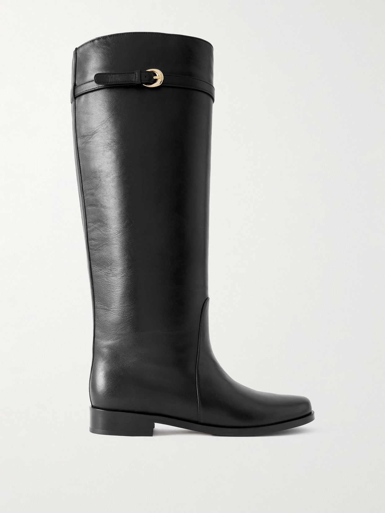 Staud Harlow Leather Knee Boots In Black