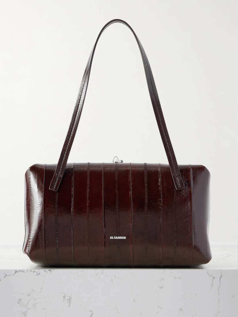 Jil Sander Paneled Cracked-leather Shoulder Bag