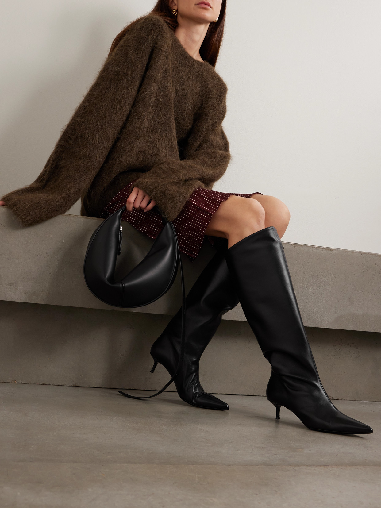 Staud Sebastian Leather Knee Boots In Black