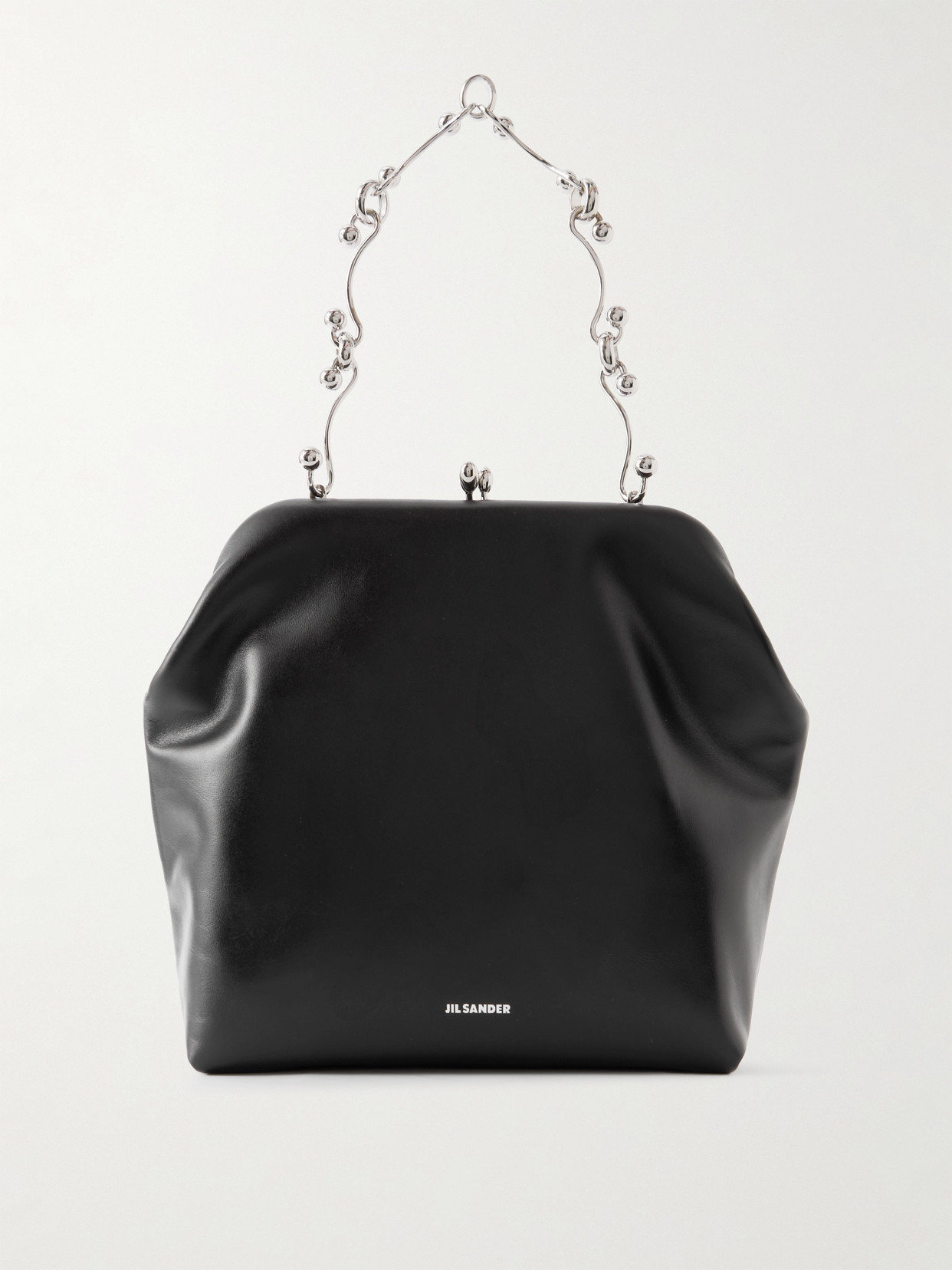 Jil Sander Goji Soft Leather Shoulder Bag In Black