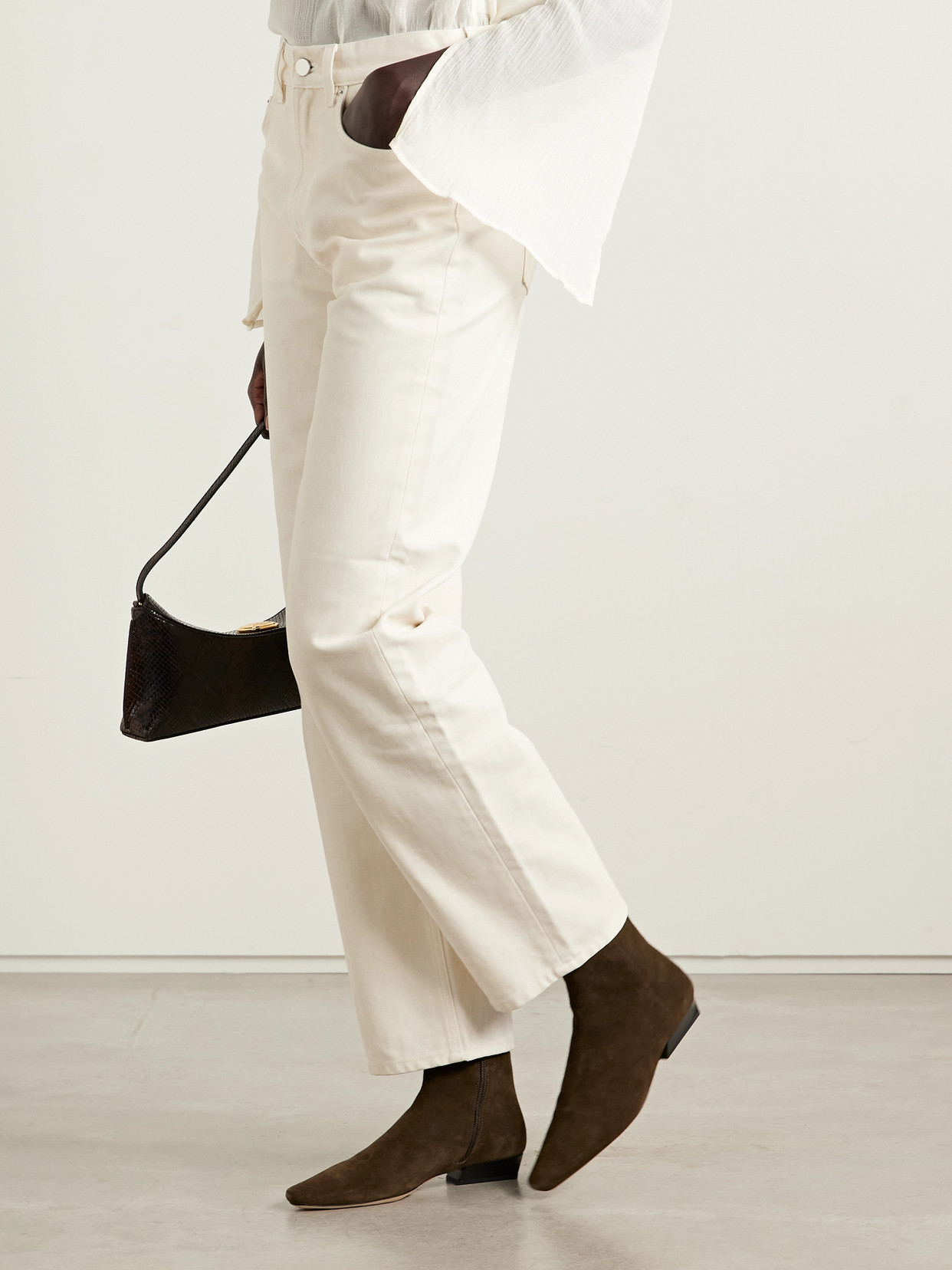 Staud Wally Suede Ankle Boots In Brown