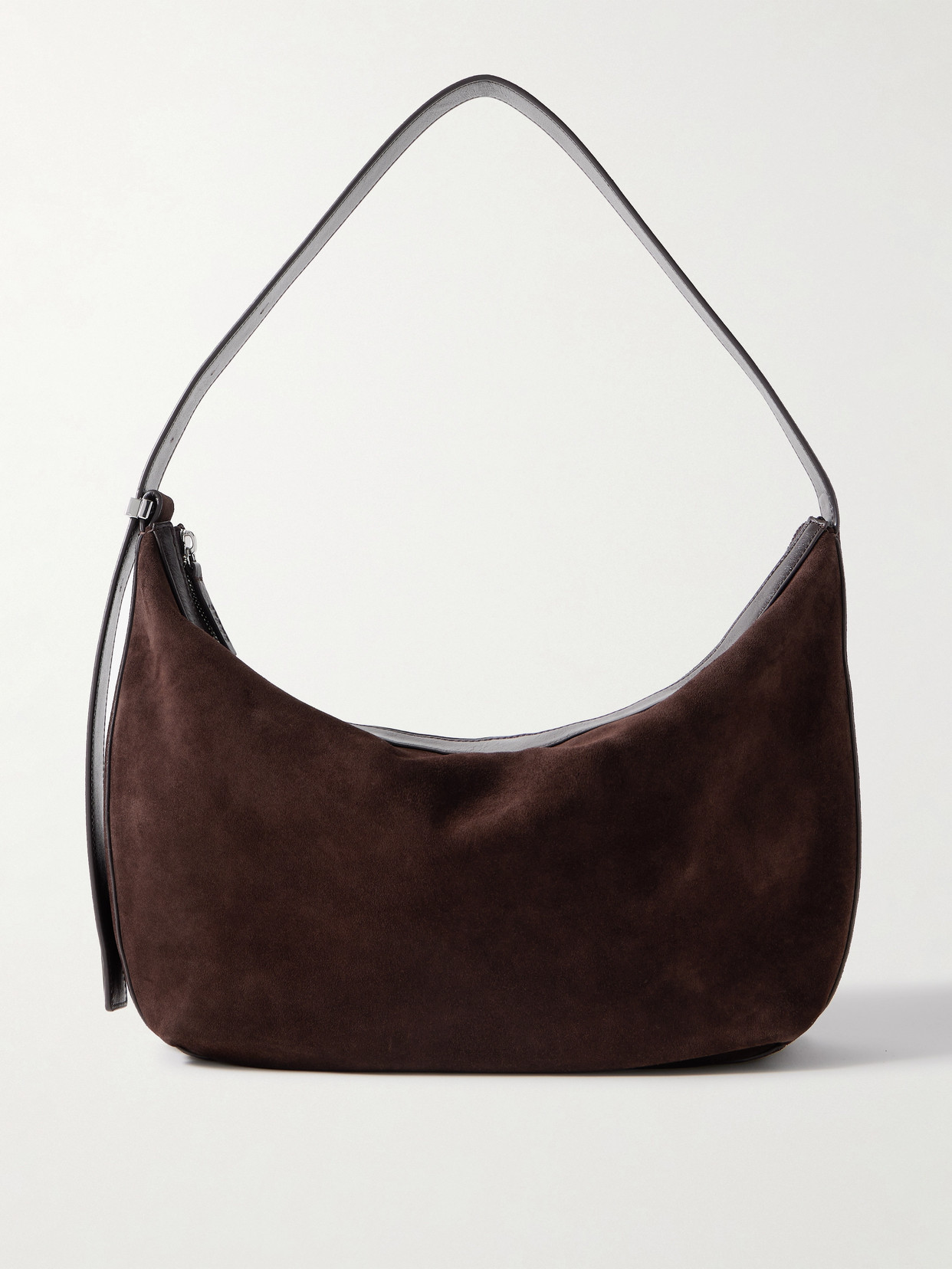 Staud Demy Large Leather-trimmed Suede Shoulder Bag In Brown