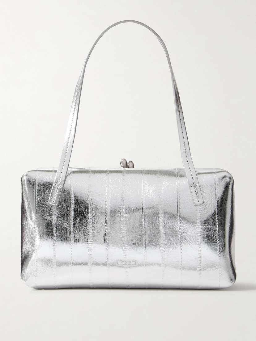Jil Sander Goji Pillow Metallic Crinkled-leather Shoulder Bag