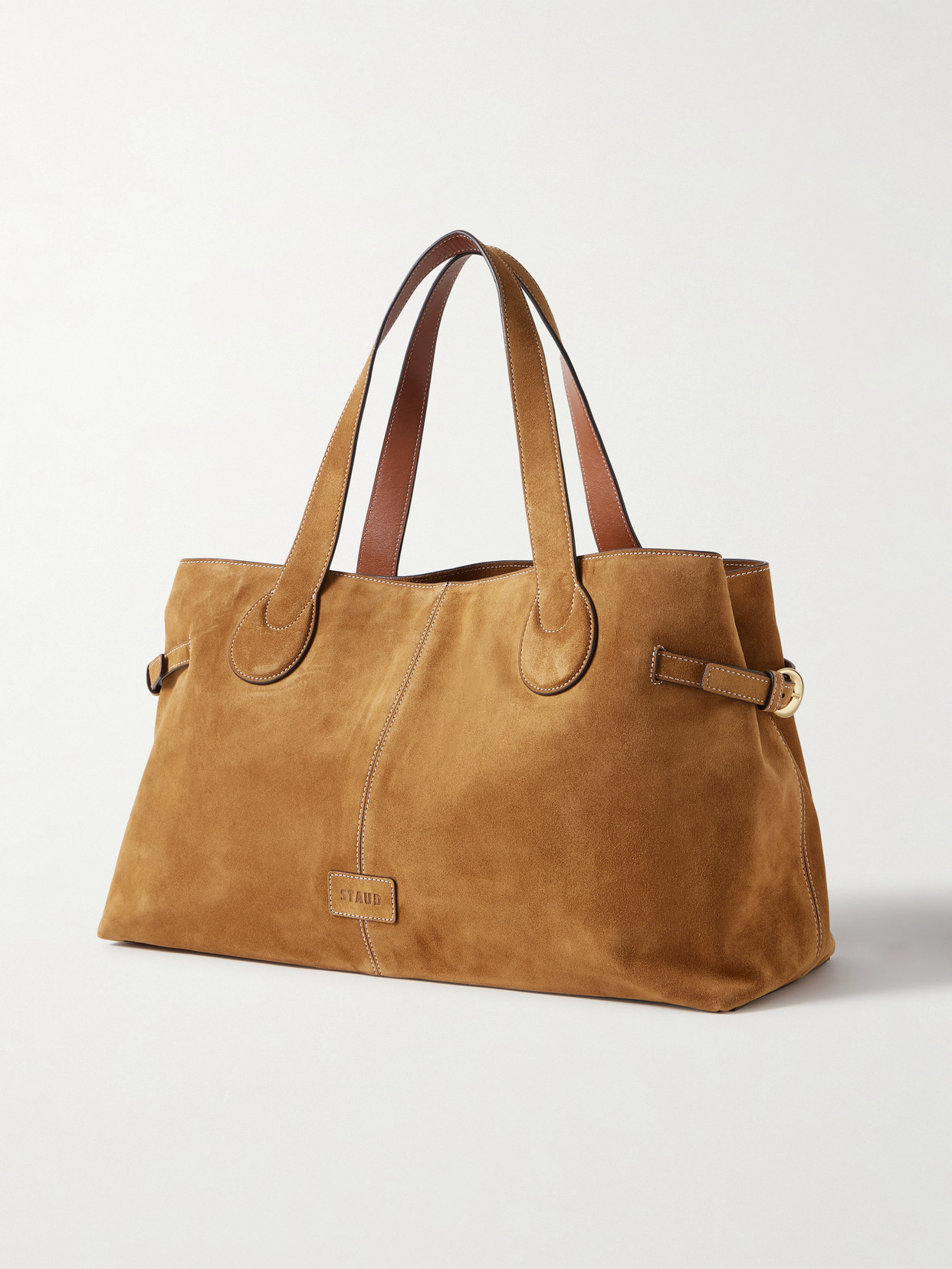 Staud Piper Suede Tote In Brown