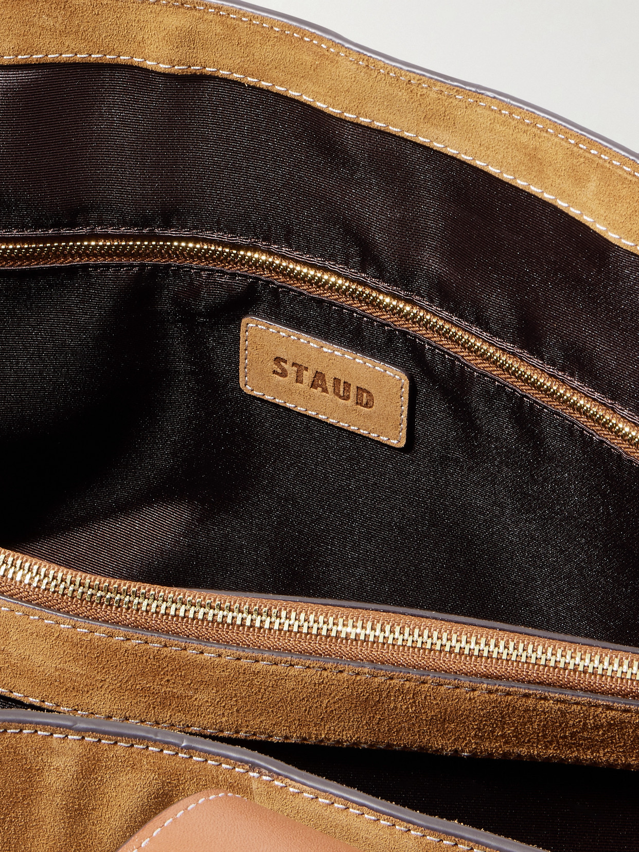 Staud Piper Suede Tote In Brown