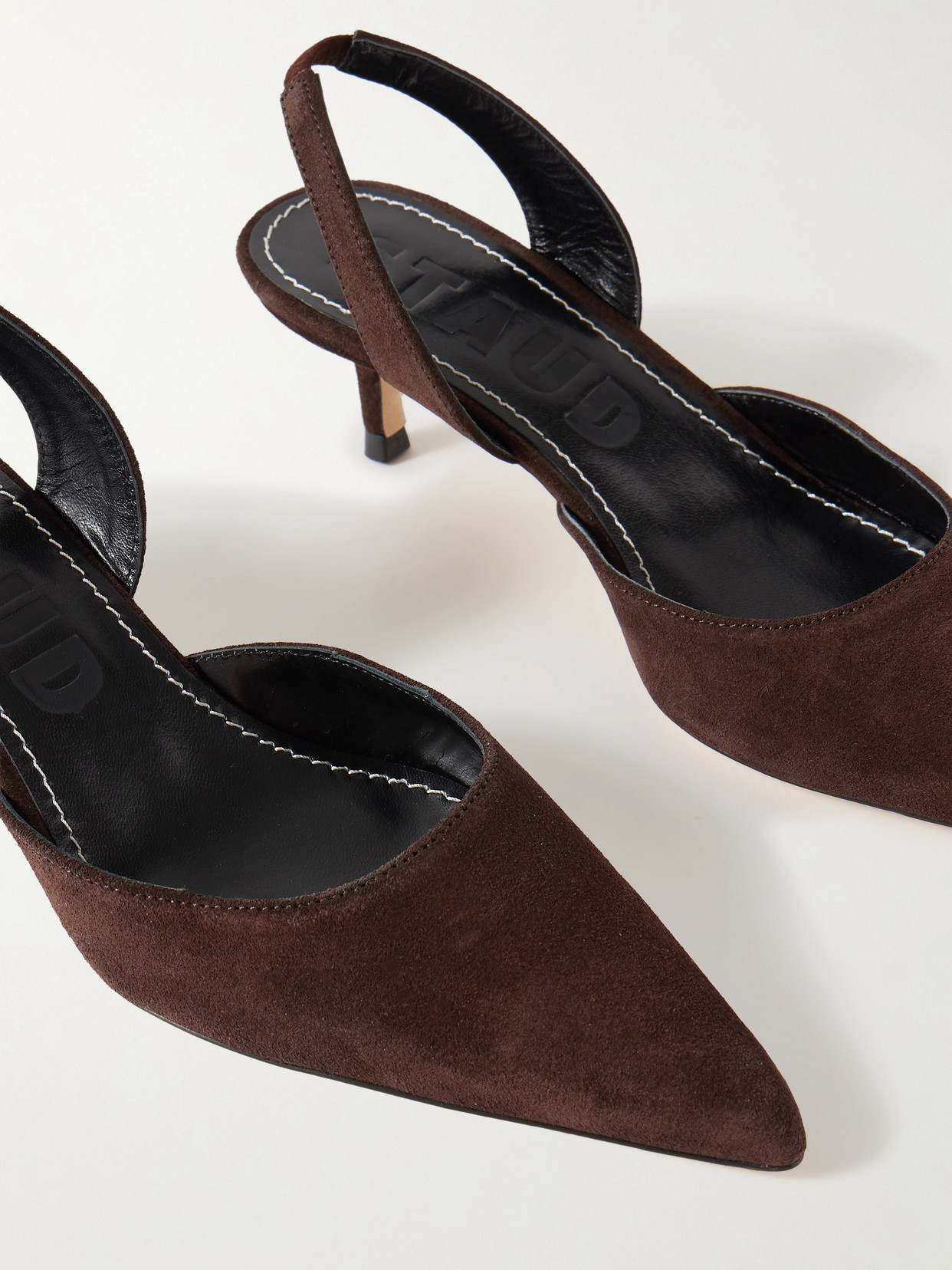 Staud Sebastian Suede Slingback Pumps In Brown