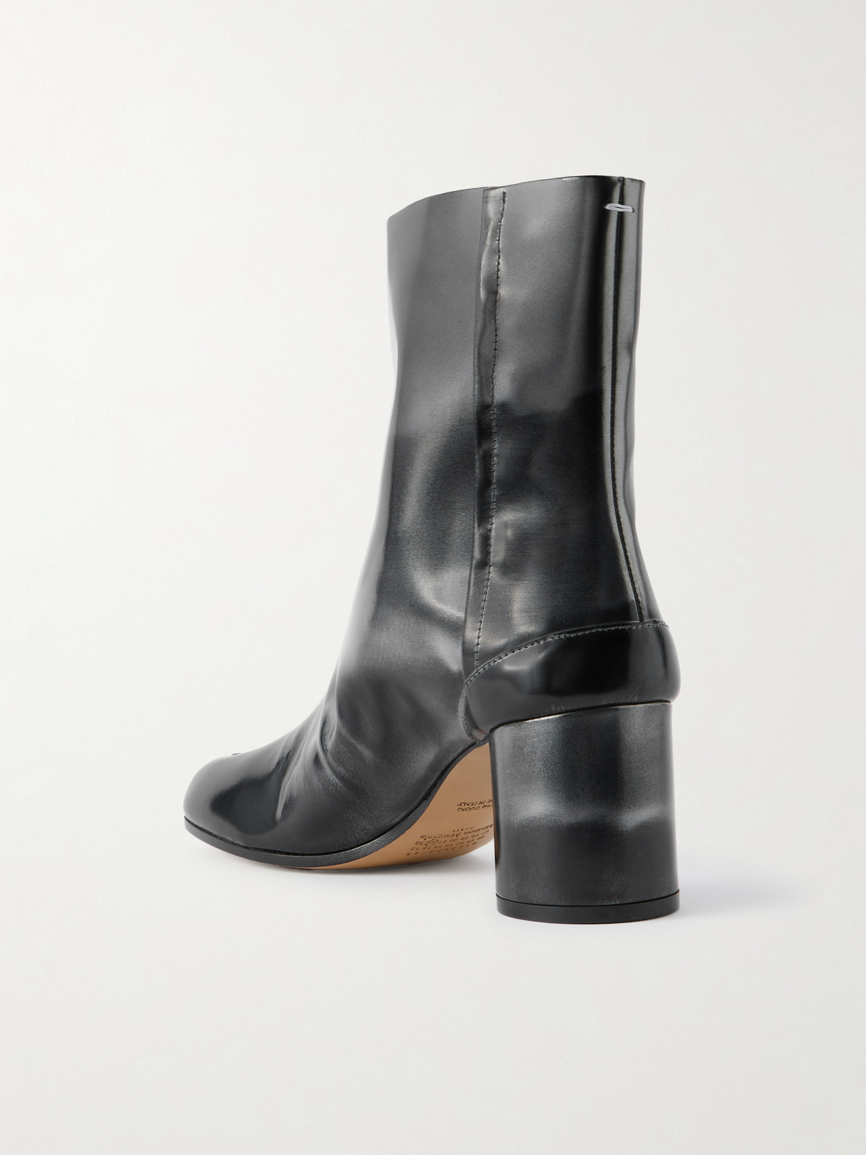 Maison Margiela Glossy Black Split-toe Ankle Boots With Mid-height Block Heel In Black