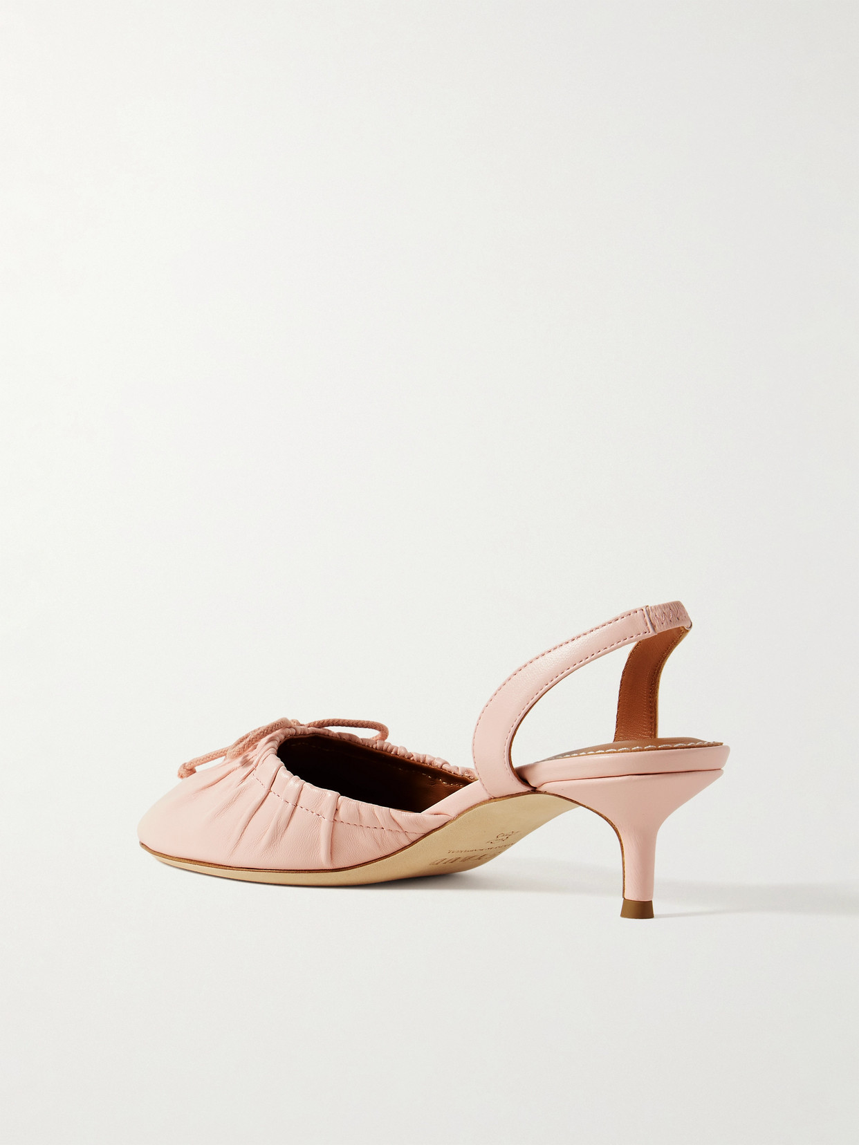 Staud Alba Ballet Bow-embellished Gathered Leather Slingback Pumps In Pink