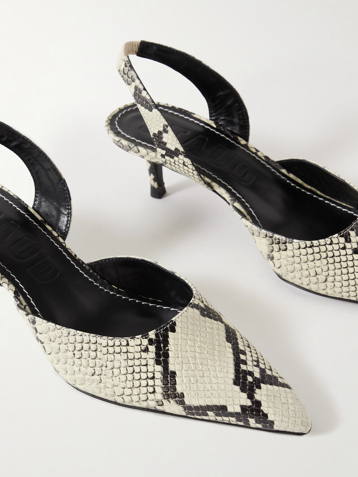 Staud Sebastian Snake-effect Leather Slingback Pumps In Multi