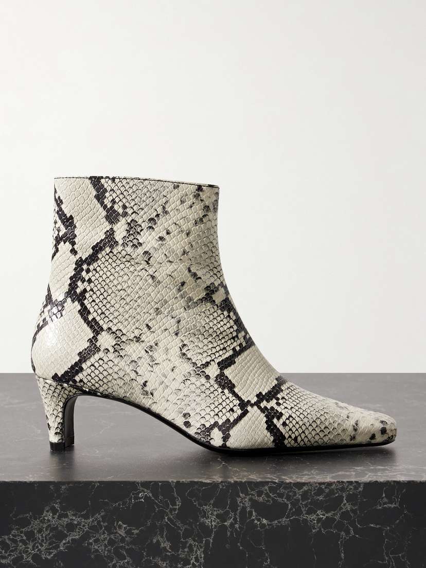Staud Wally Snake-effect Leather Ankle Boots