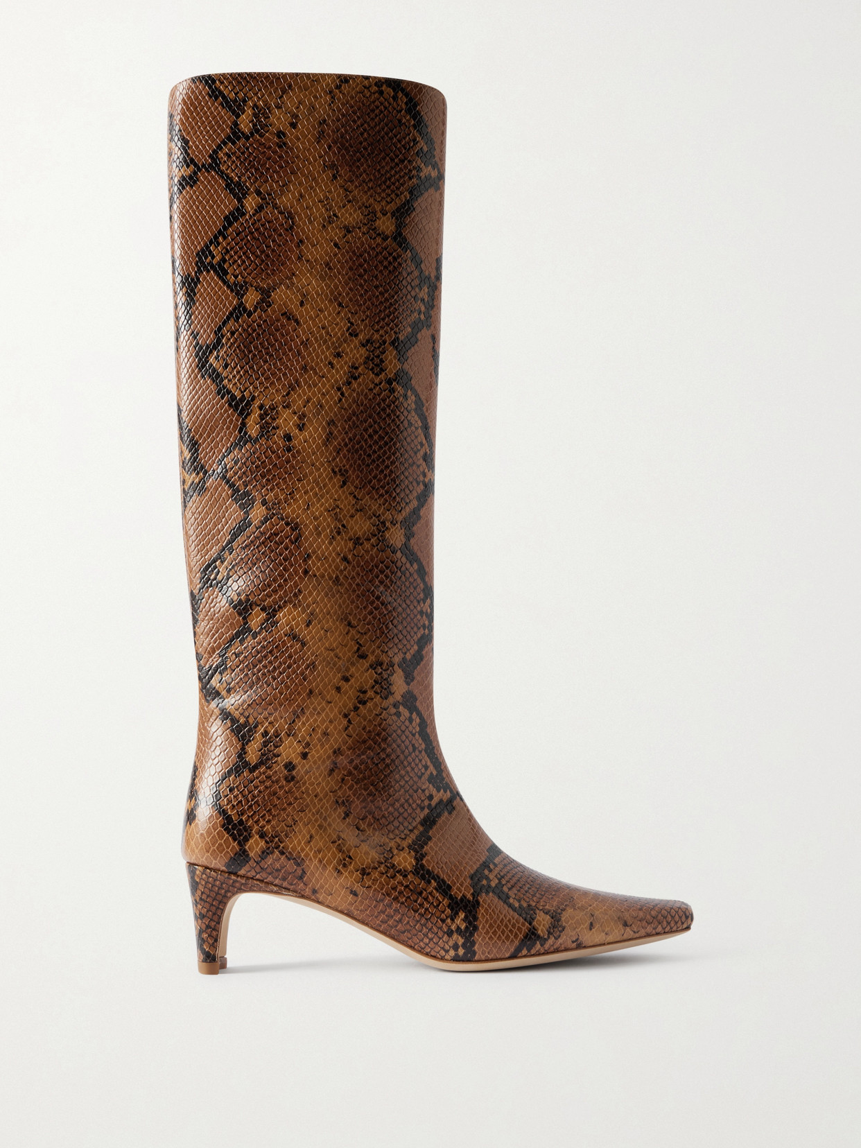 Staud Wally Snake-effect Leather Knee Boots In Multi