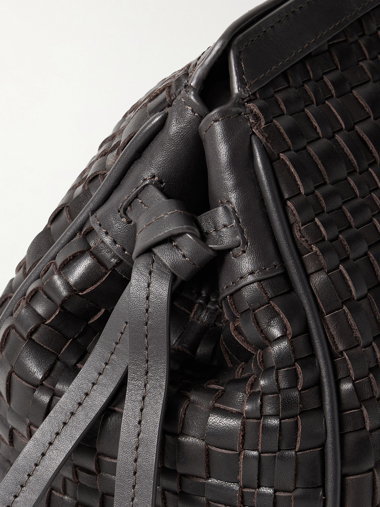 Staud Maude Woven Leather Clutch In Brown