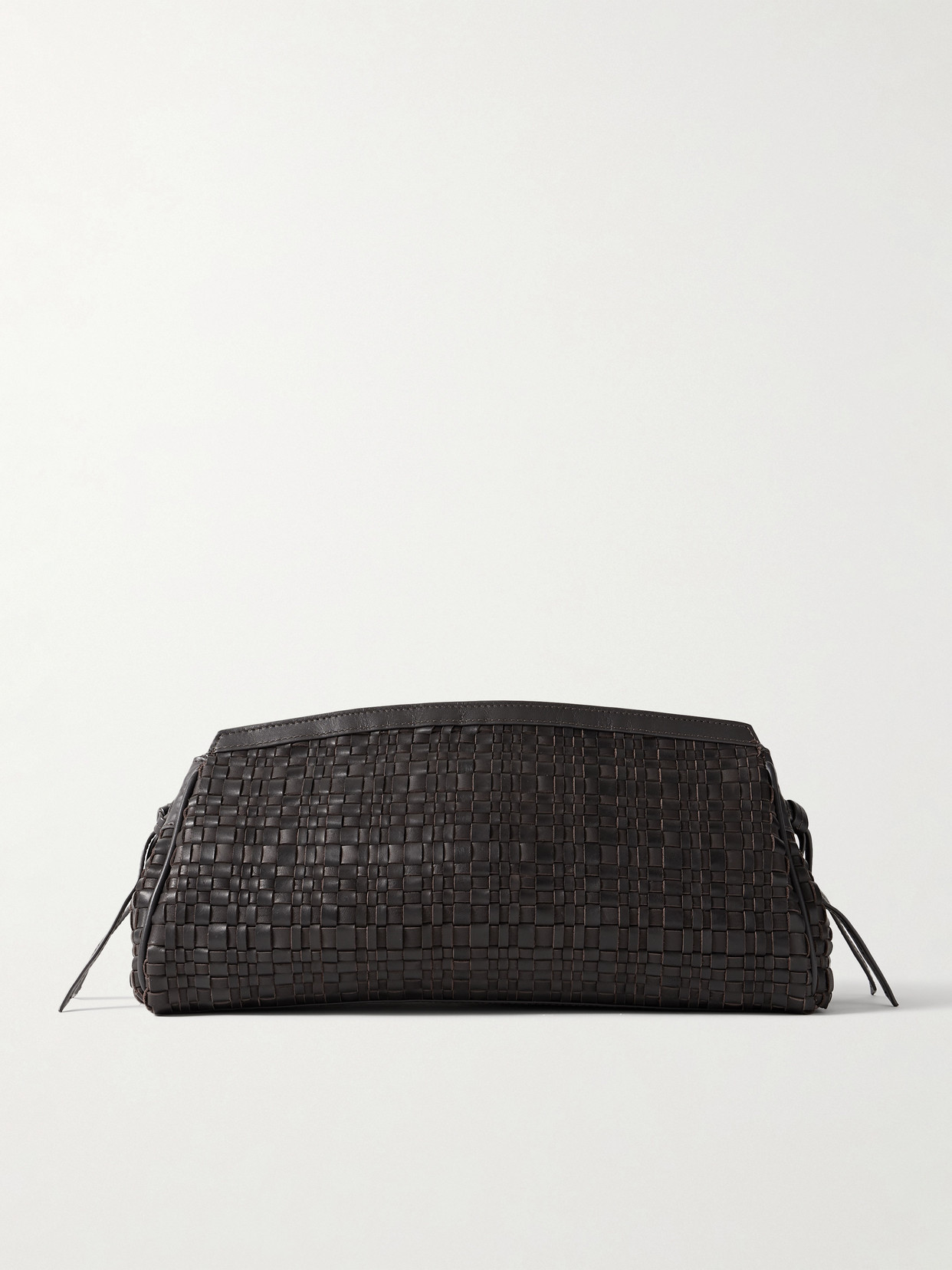 Staud Maude Woven Leather Clutch In Brown