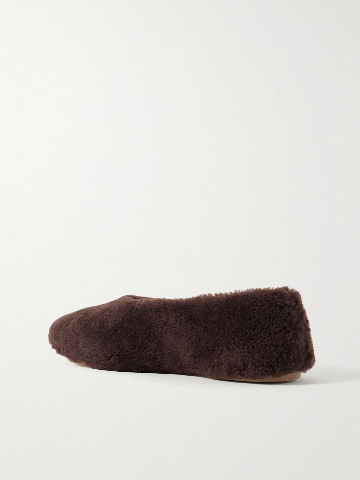 Staud Alba Ballet Shearling Flats In Brown