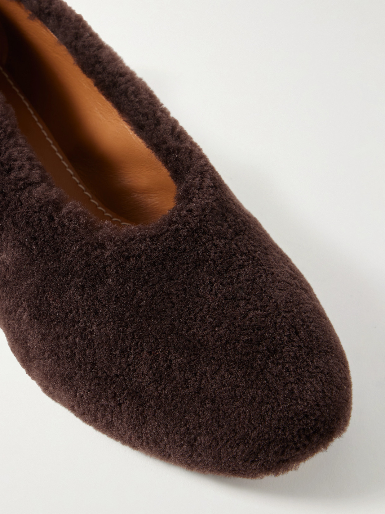 Staud Alba Ballet Shearling Flats In Brown