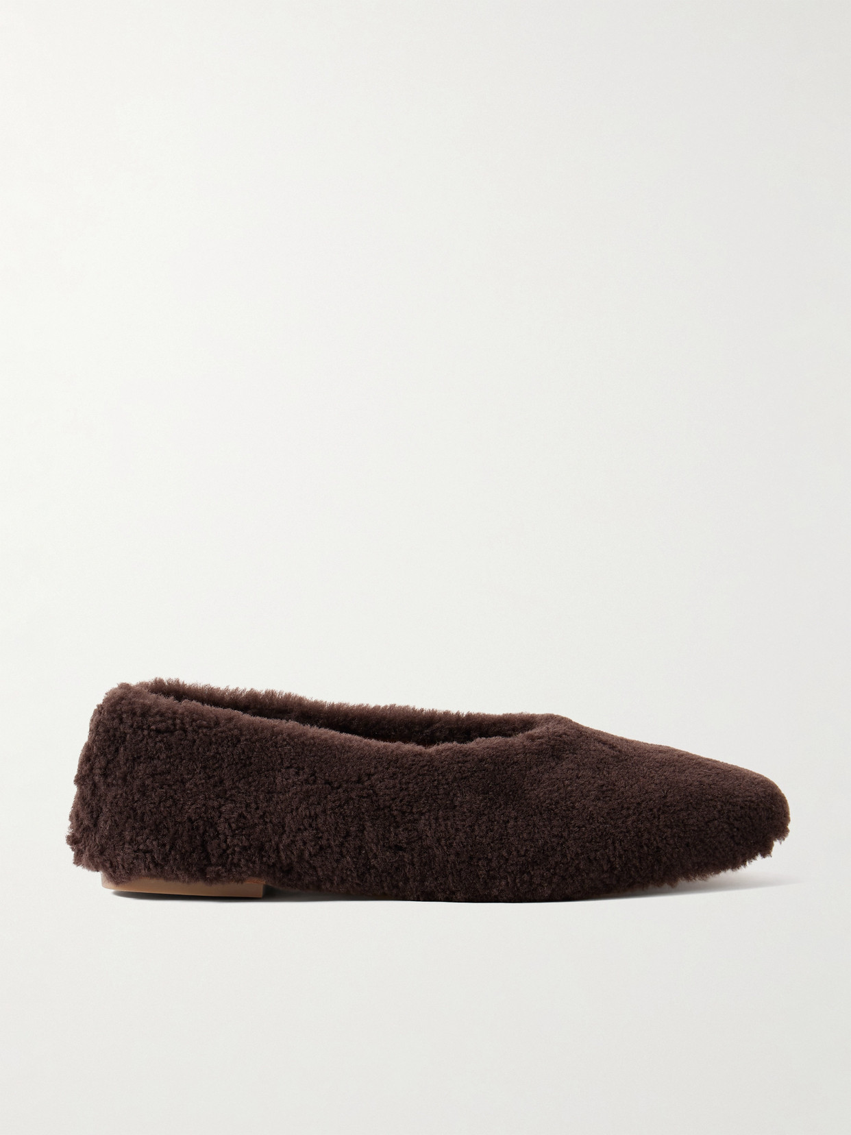 Staud Alba Ballet Shearling Flats In Brown