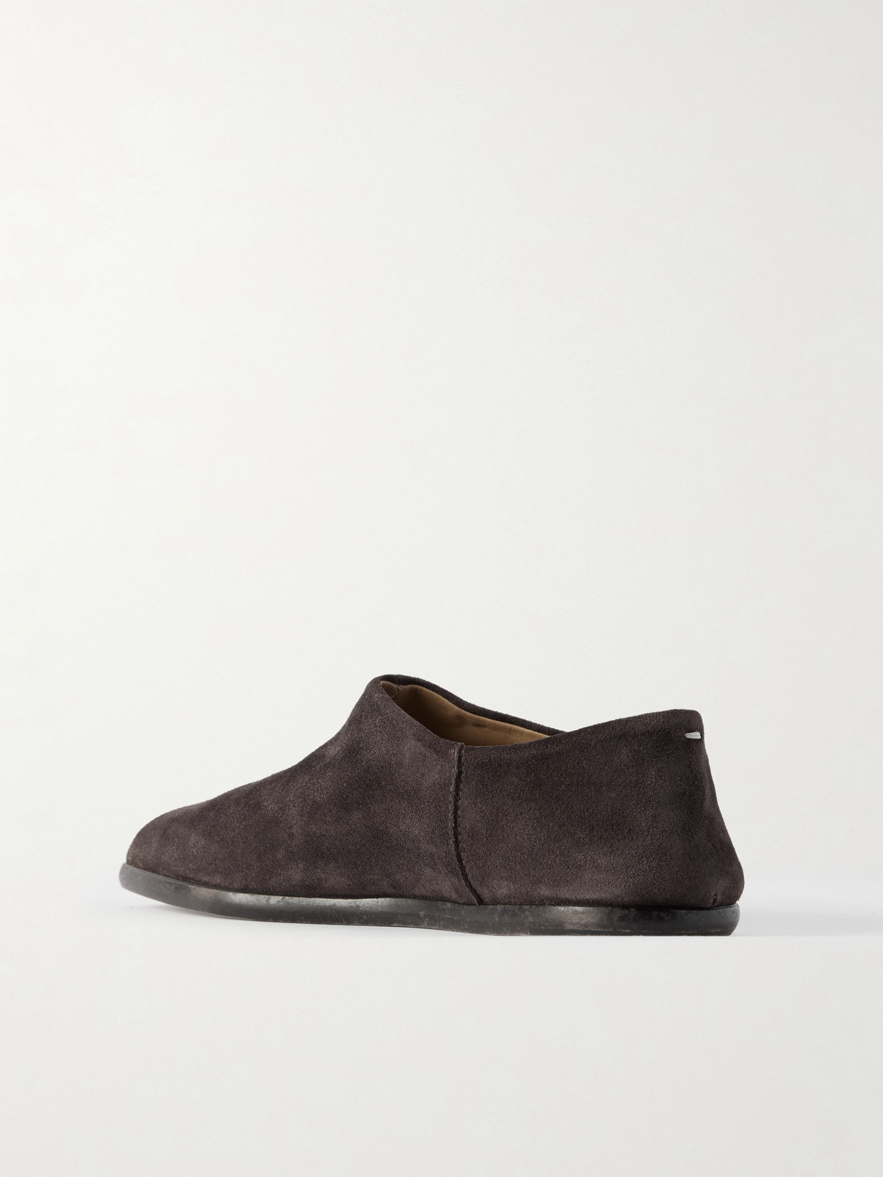 Maison Margiela Tabi Split-toe Suede Collapsible-heel Loafers In Brown