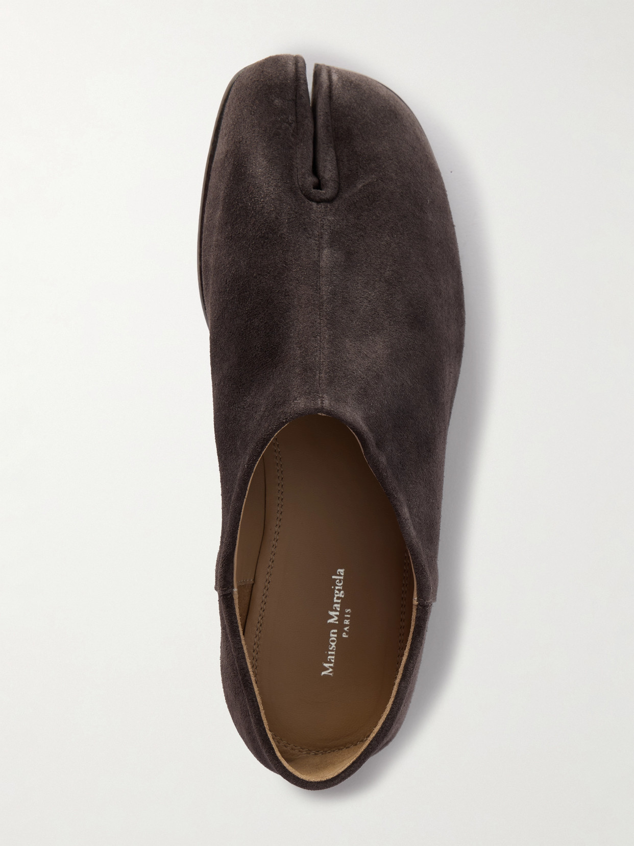 Maison Margiela Tabi Split-toe Suede Collapsible-heel Loafers In Brown