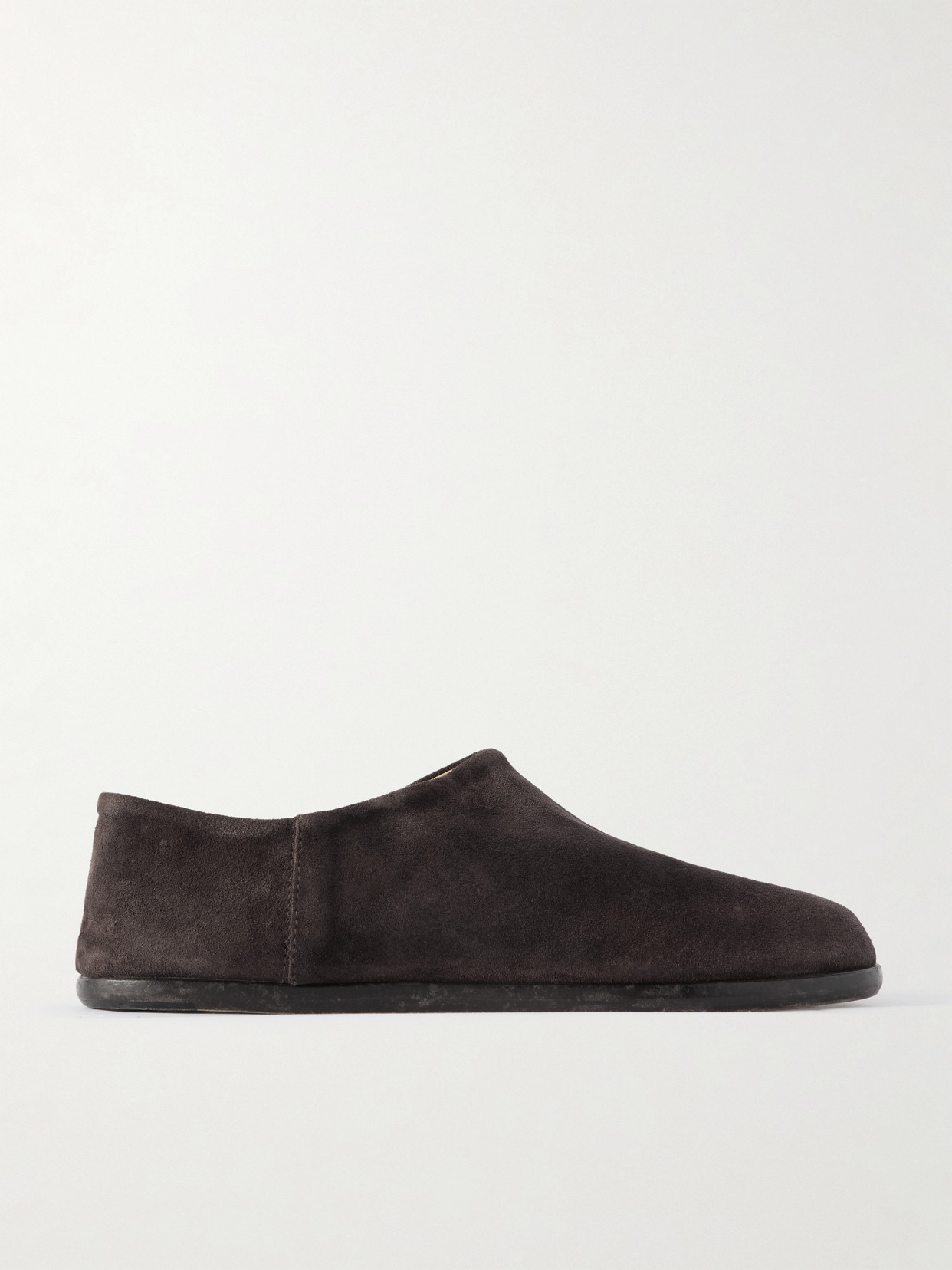 Maison Margiela Tabi Split-toe Suede Collapsible-heel Loafers In Brown