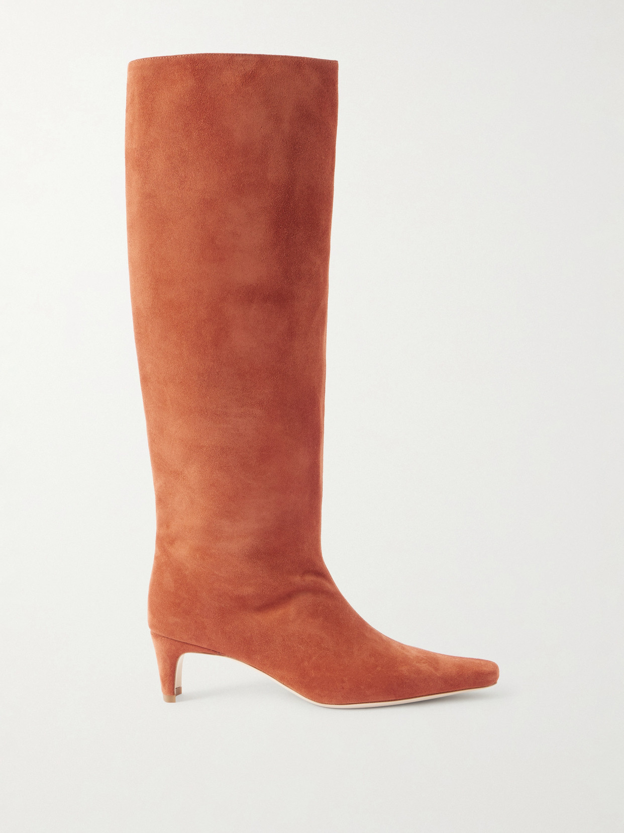Staud Wally Suede Knee Boots In Orange