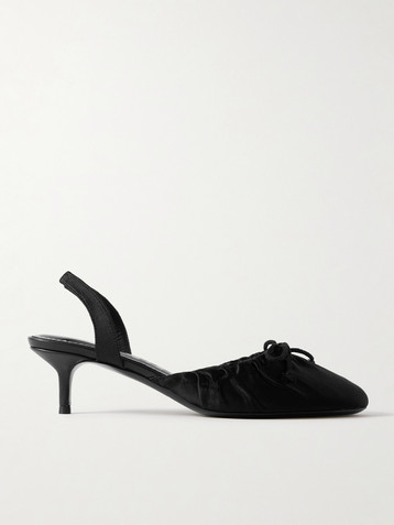 Staud Alba gathered satin slingback pumps
