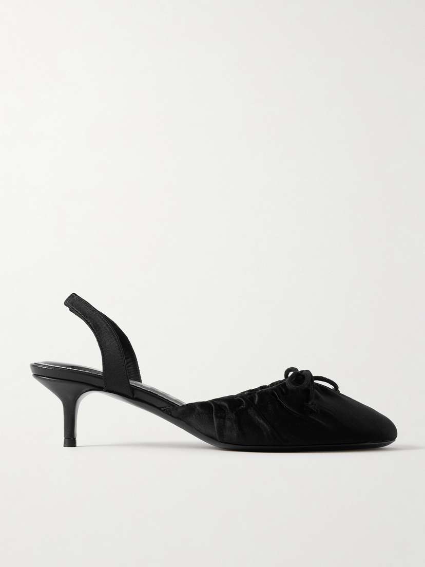Staud Alba Gathered Satin Slingback Pumps