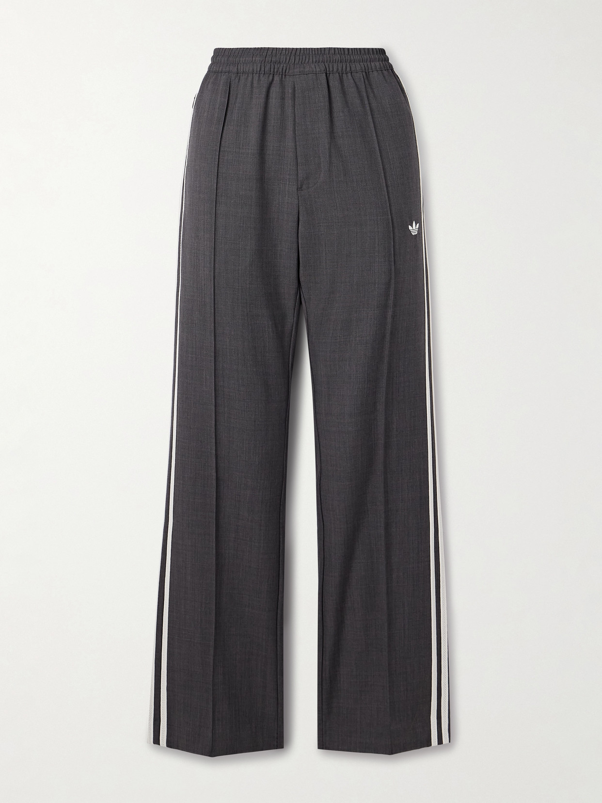 Adidas Originals + Wales Bonner Striped Wool-blend Twill Straight-leg Track Pants In Gray