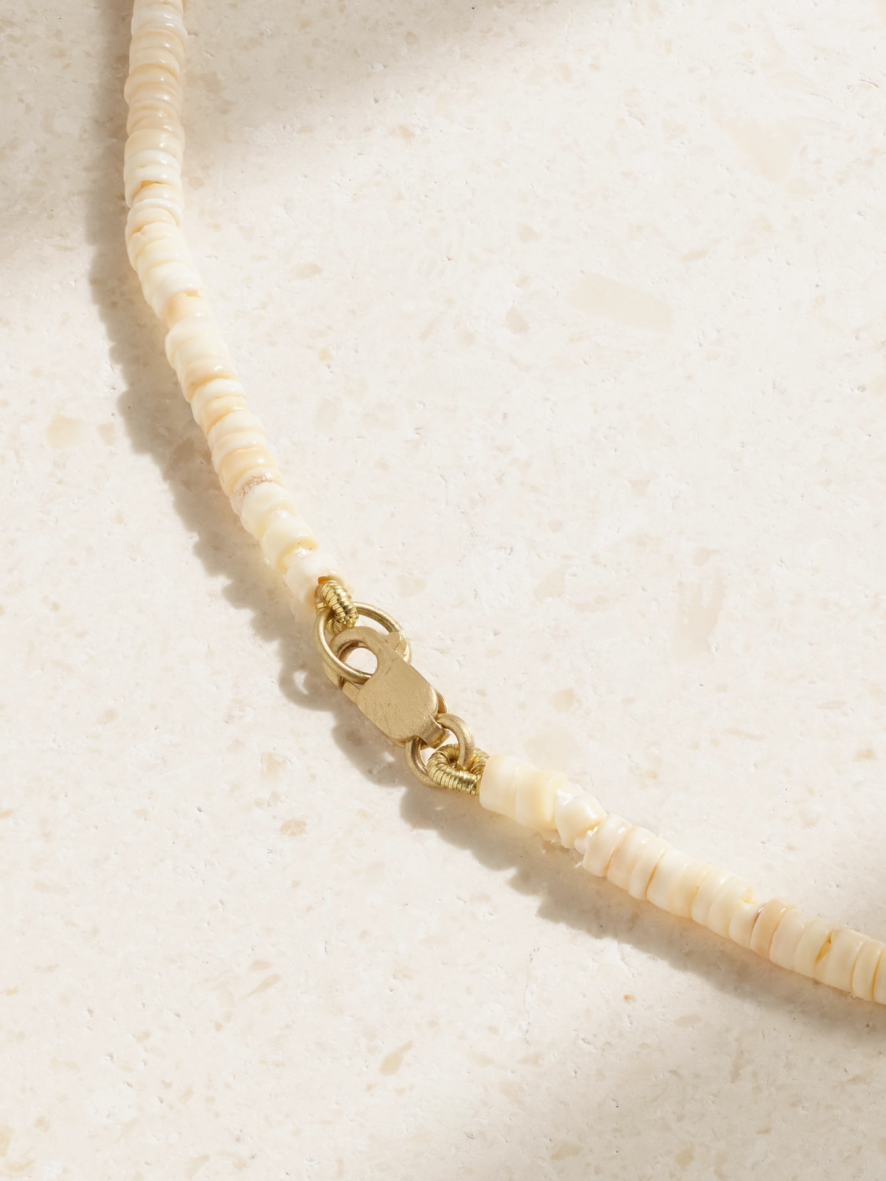 Marisa Klass 18-karat Gold Shell, Emerald And Tourmaline Necklace In Orange