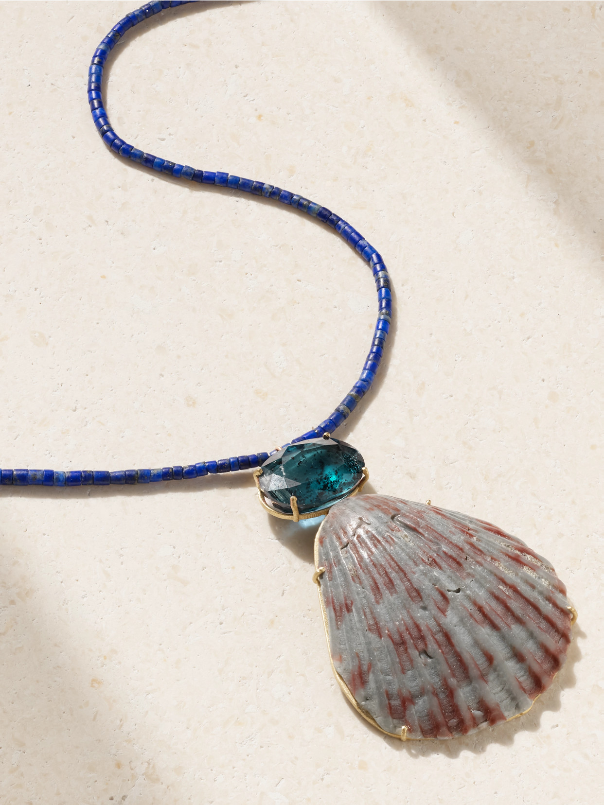 Marisa Klass Gold Multi-stone Necklace In Blue