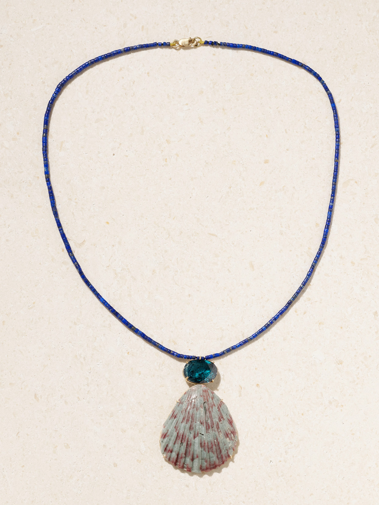 Marisa Klass Gold Multi-stone Necklace In Blue