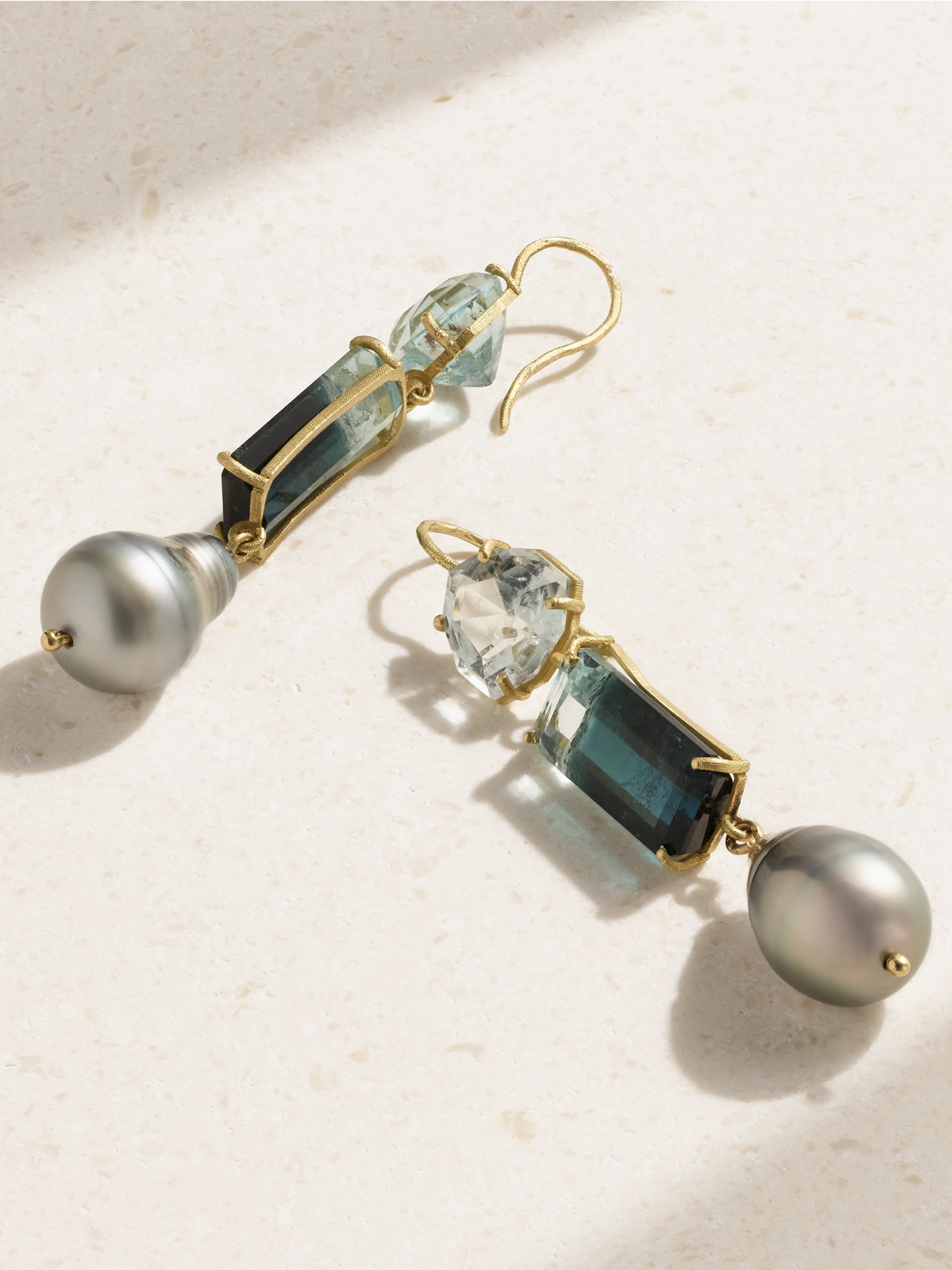 Marisa Klass 18-karat Gold Multi-stone Earrings In Blue