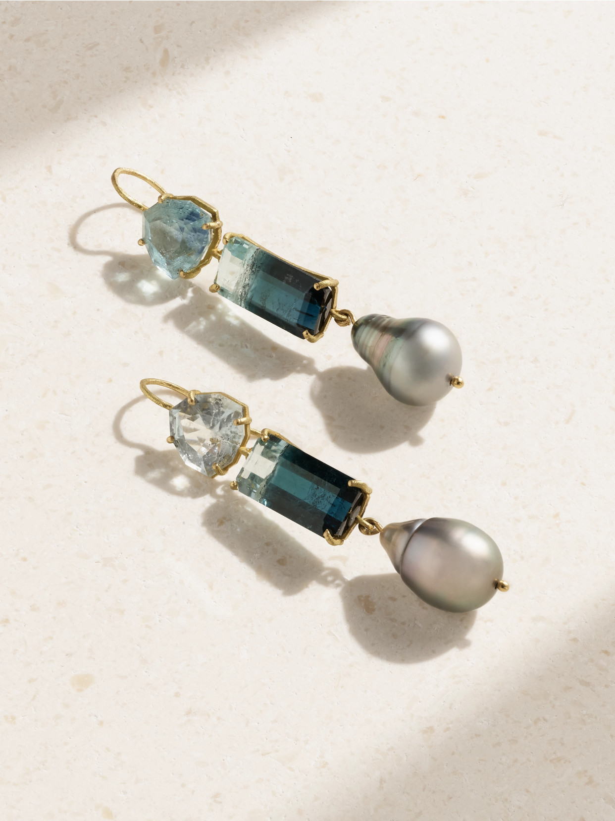 Marisa Klass 18-karat Gold Multi-stone Earrings In Blue