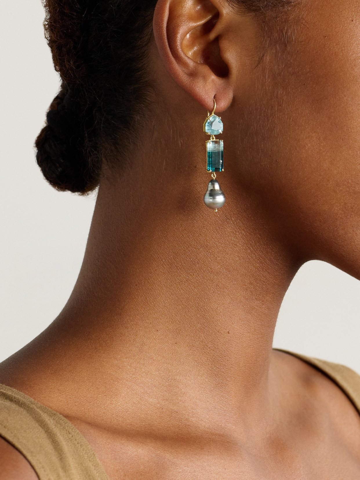 Marisa Klass 18-karat Gold Multi-stone Earrings In Blue