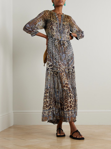 Camilla Embellished tiered printed silk crepe de chine maxi dress