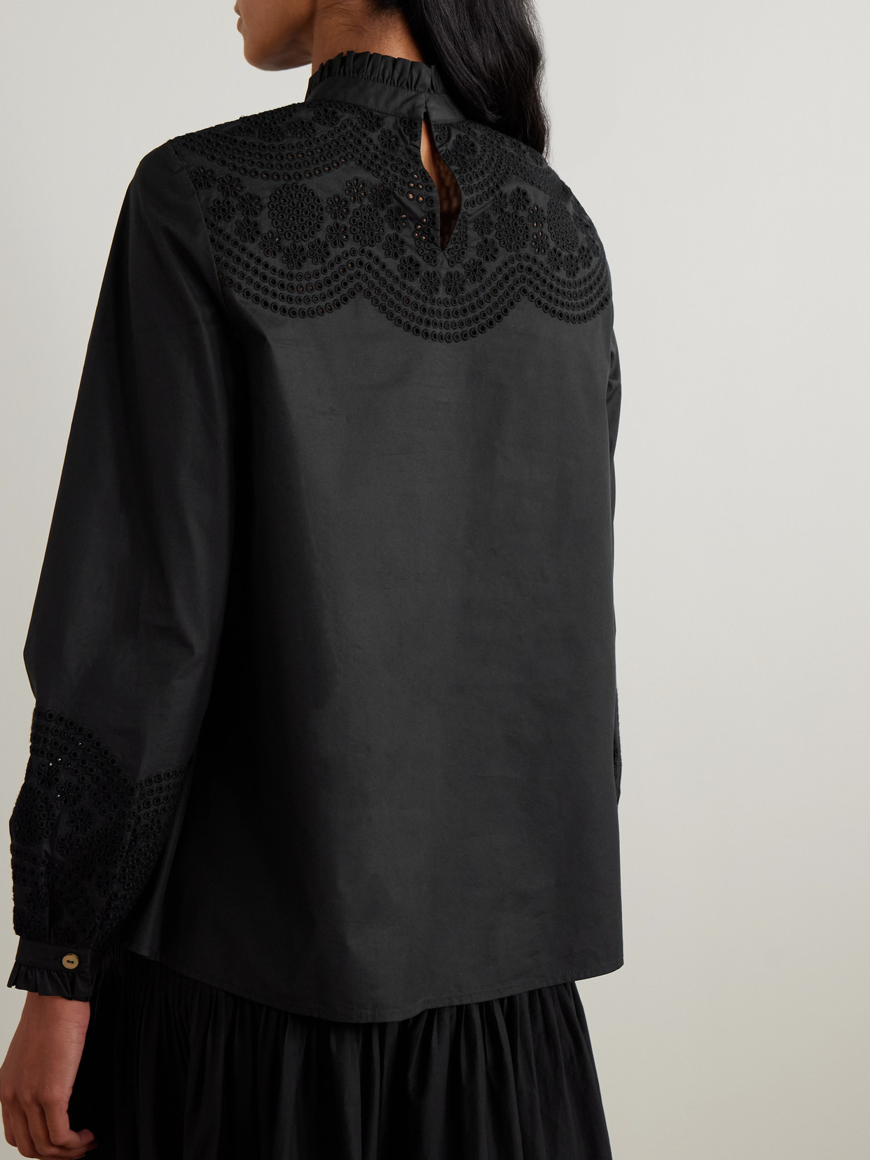 Mona Broderie Anglaise Cotton-Blend Poplin Blouse