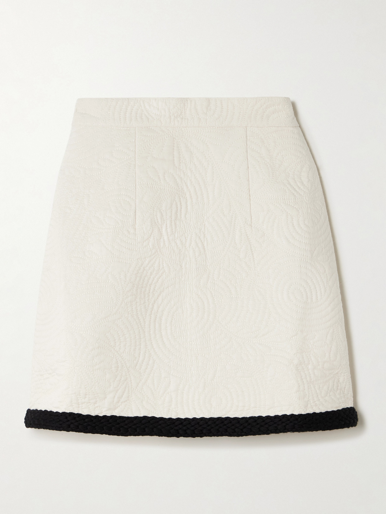 Emporio Sirenuse Giuliana Braid-trimmed Quilted Cotton Mini Skirt In White