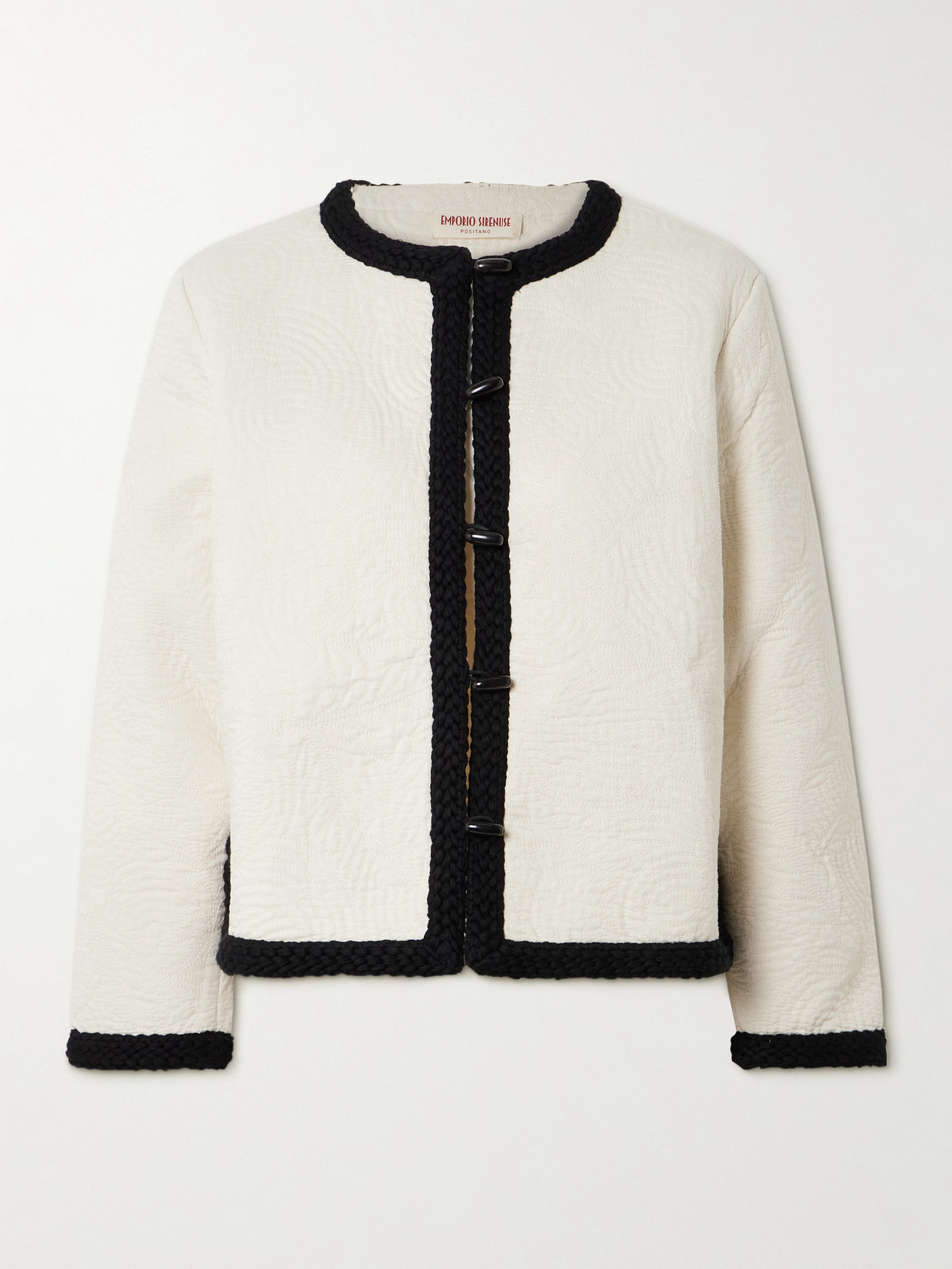 Emporio Sirenuse Iole Braid-trimmed Quilted Cotton Jacket In White