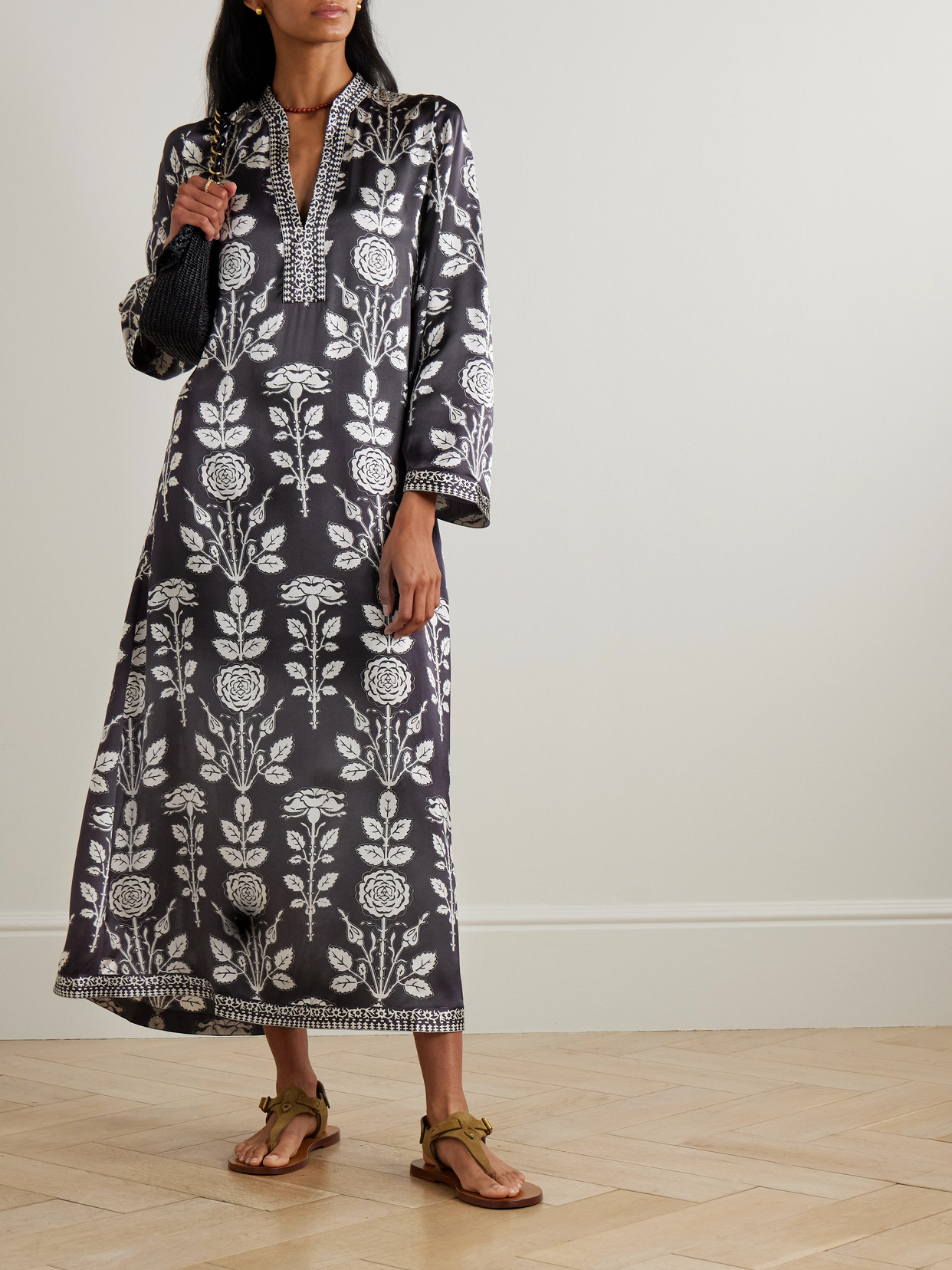 Emporio Sirenuse Jenna Printed Silk-voile Kaftan In Multi