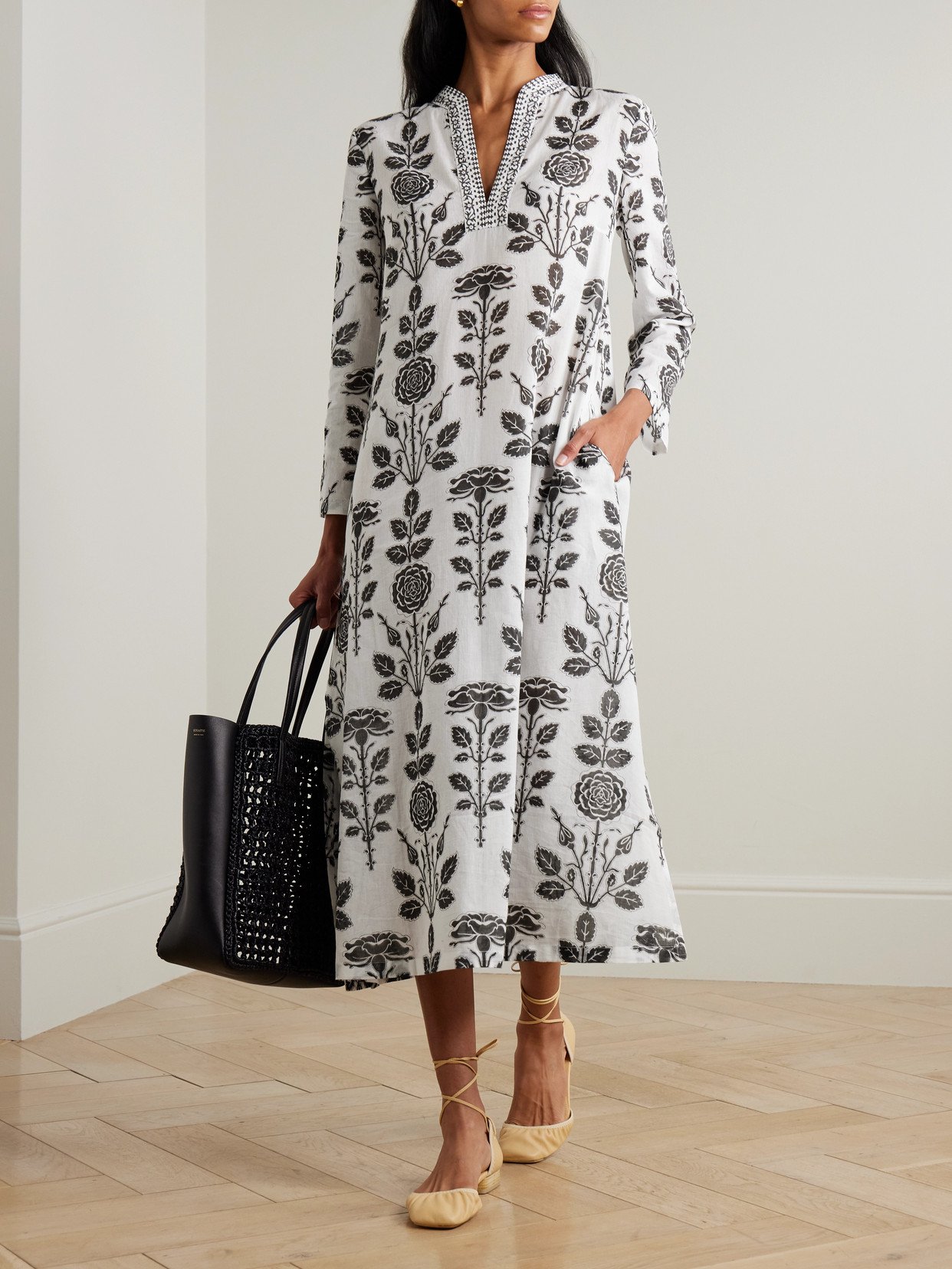 Emporio Sirenuse Giada Printed Cotton-voile Kaftan In Multi