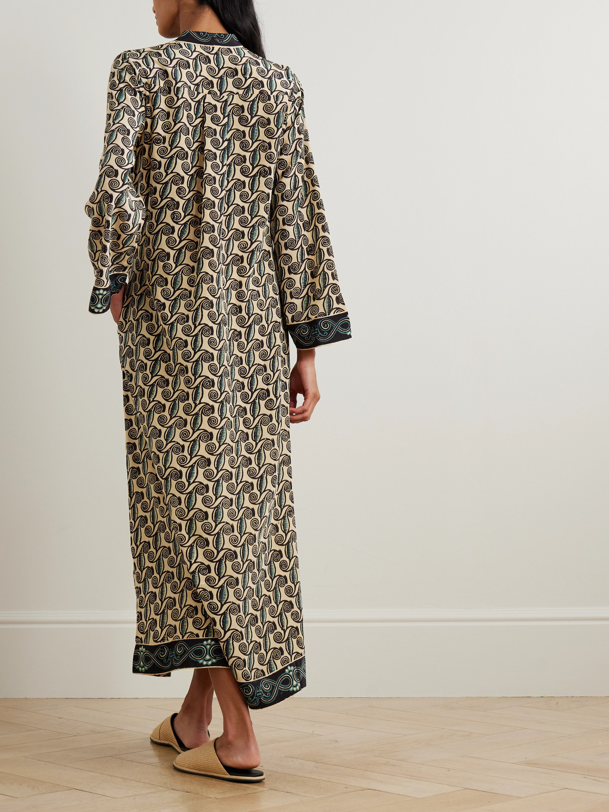 Emporio Sirenuse Jenna Kamares Printed Silk-voile Kaftan In Animal Print