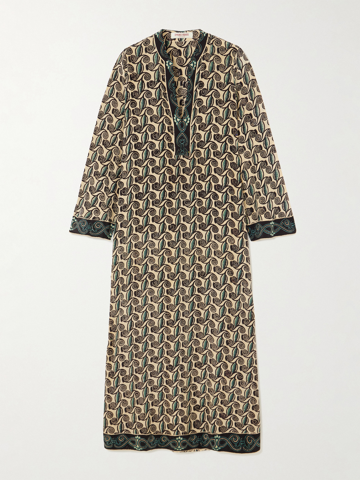 Emporio Sirenuse Jenna Kamares Printed Silk-voile Kaftan In Animal Print