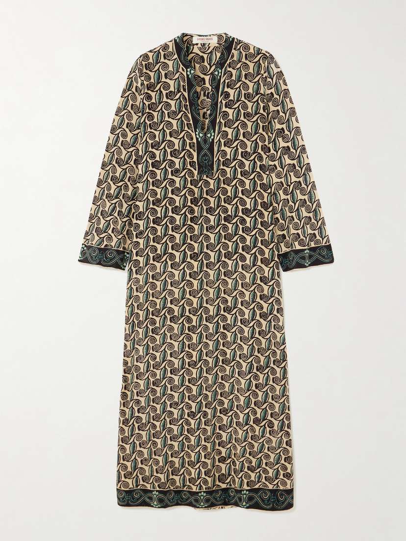 Emporio Sirenuse Jenna Kamares Printed Silk-voile Kaftan