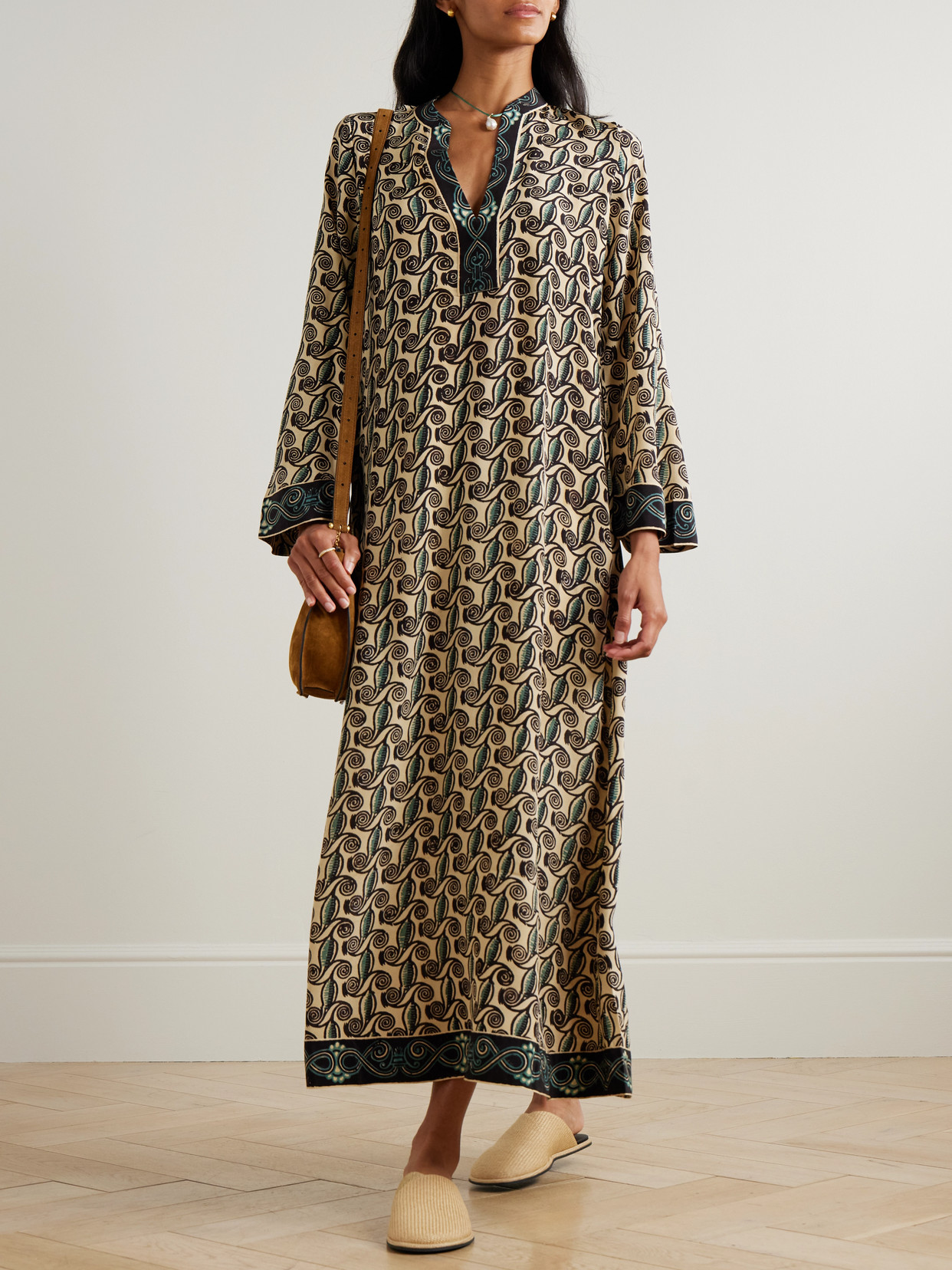Emporio Sirenuse Jenna Kamares Printed Silk-voile Kaftan In Animal Print