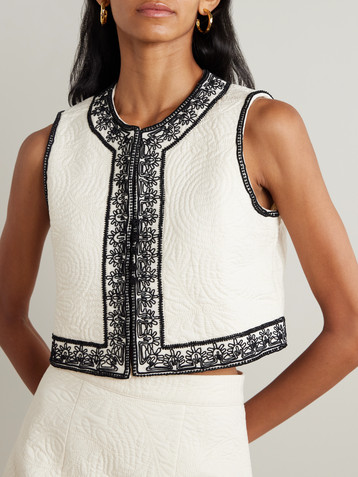 Emporio Sirenuse Clara embroidered quilted cotton vest