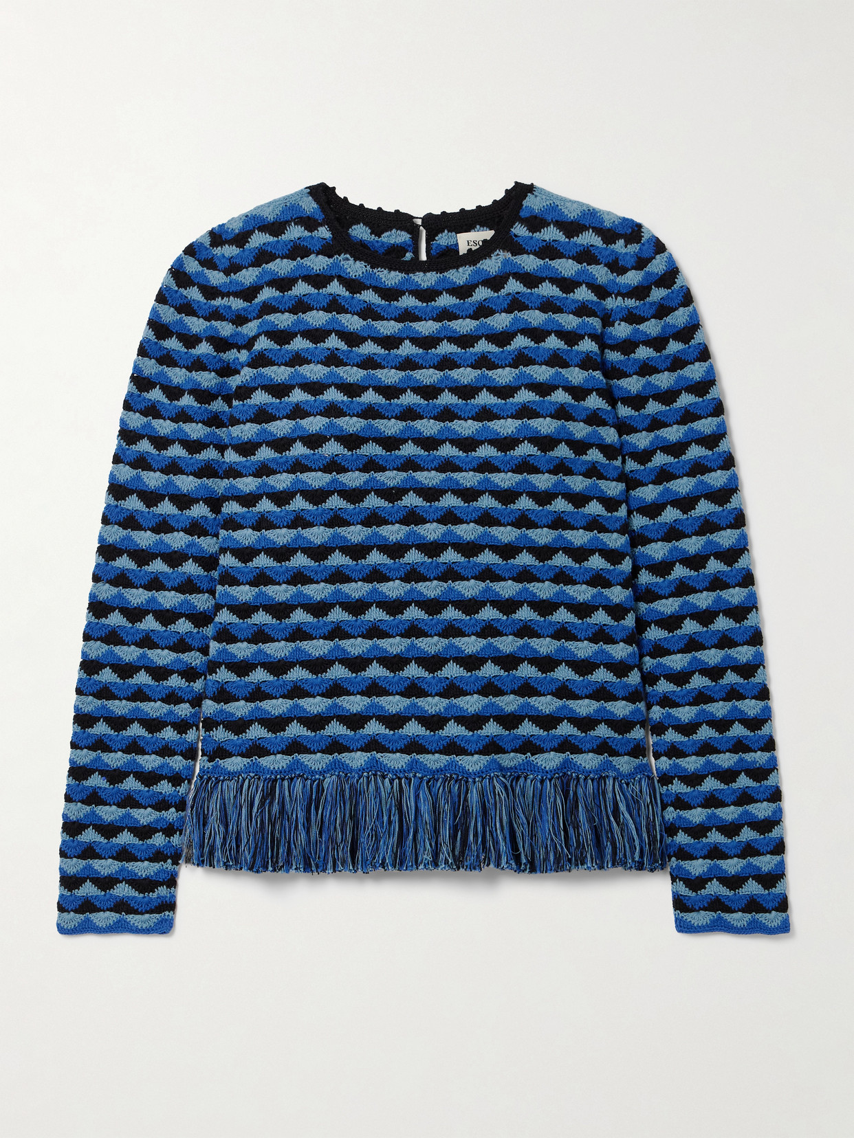 Escvdo Profundo Fringed Crocheted Cotton Sweater In Multi