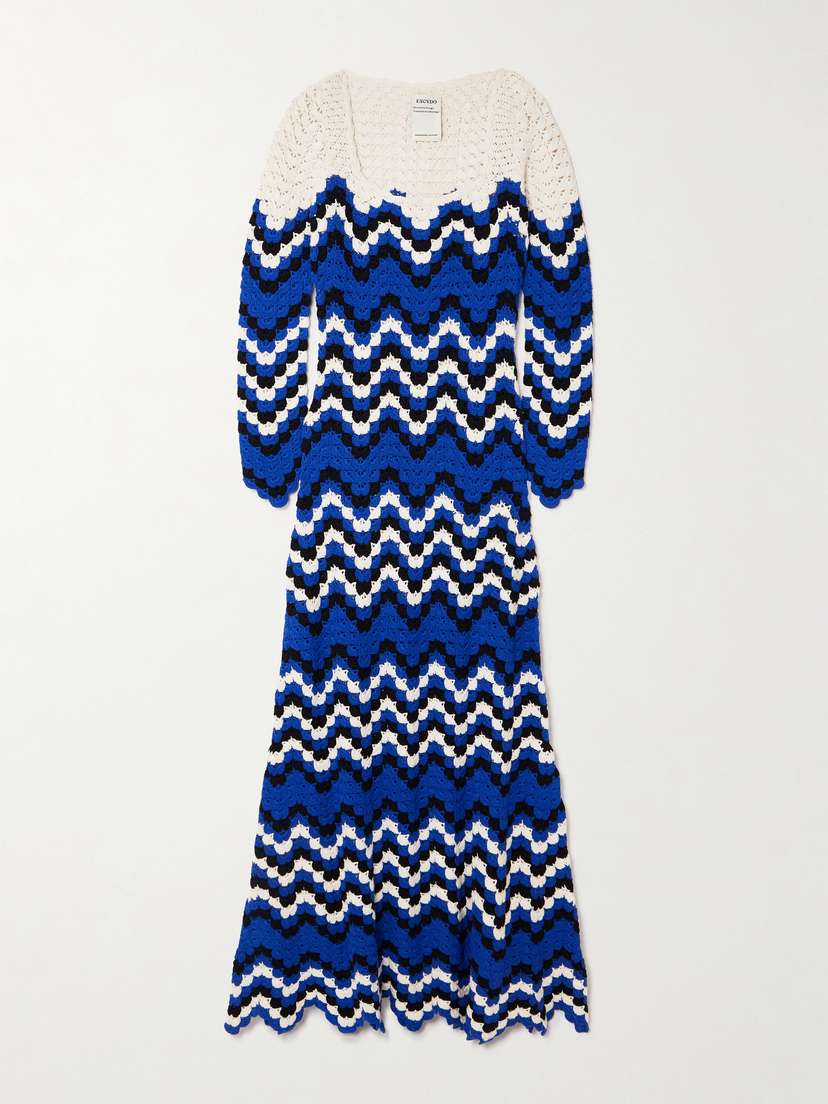 ESCVDO Sumac Scalloped Crocheted Cotton Midi Dress