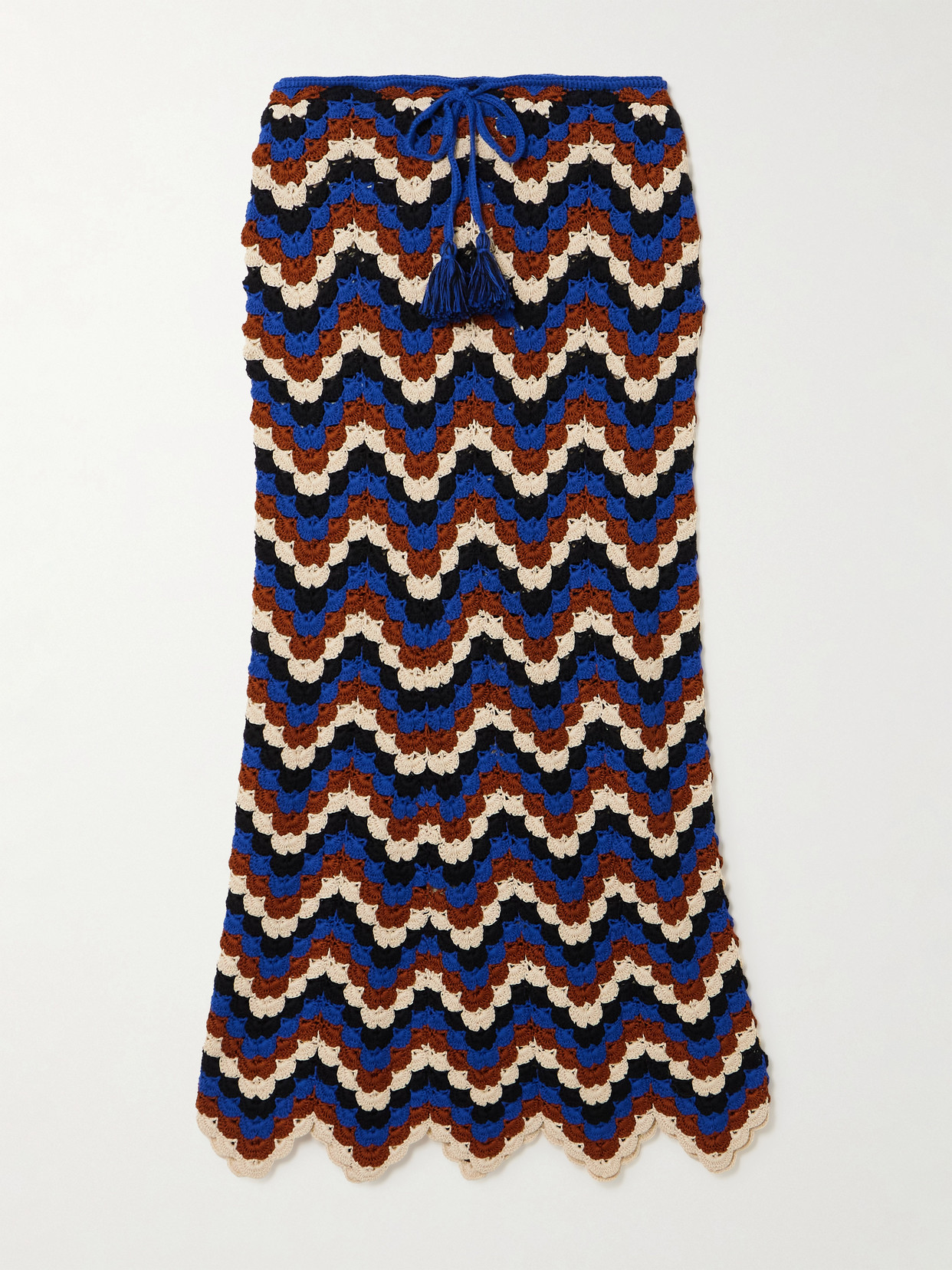 Escvdo Safi Crocheted Organic Cotton Midi Skirt In Multi