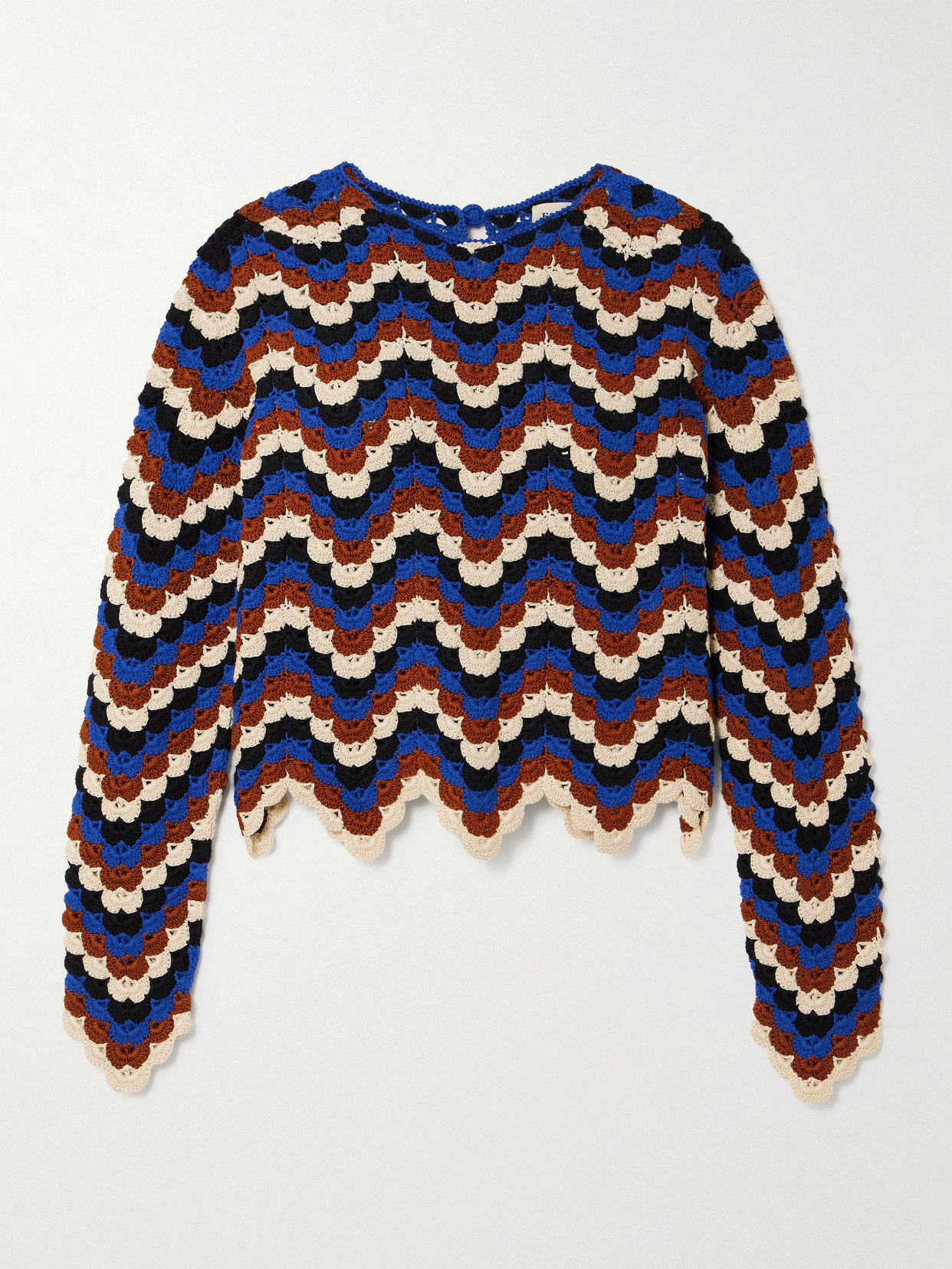 Escvdo Safi Cropped Crocheted Organic Cotton Top In Multi