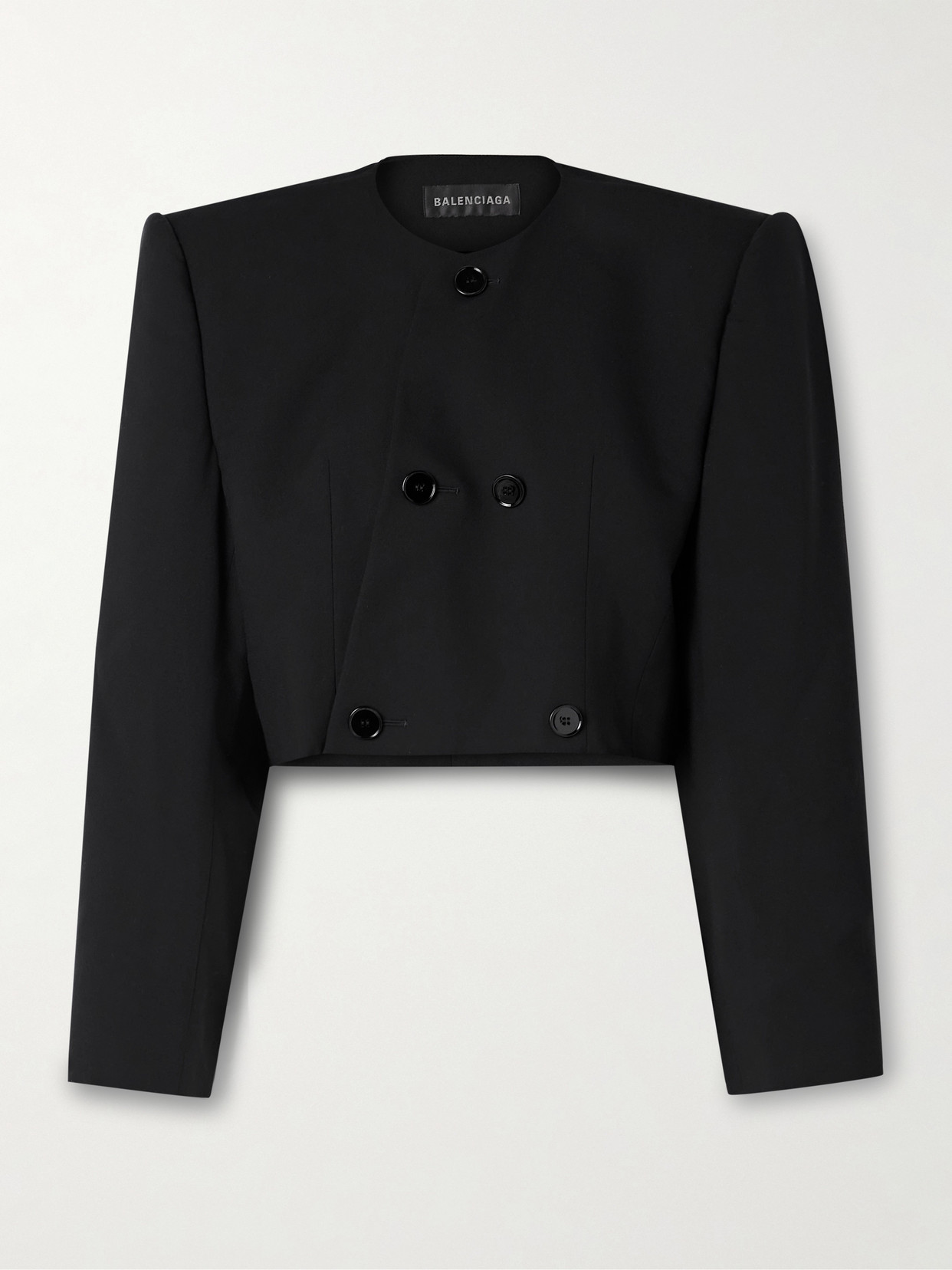 Balenciaga Spencer Cropped Asymmetric Double-breasted Wool Jacket